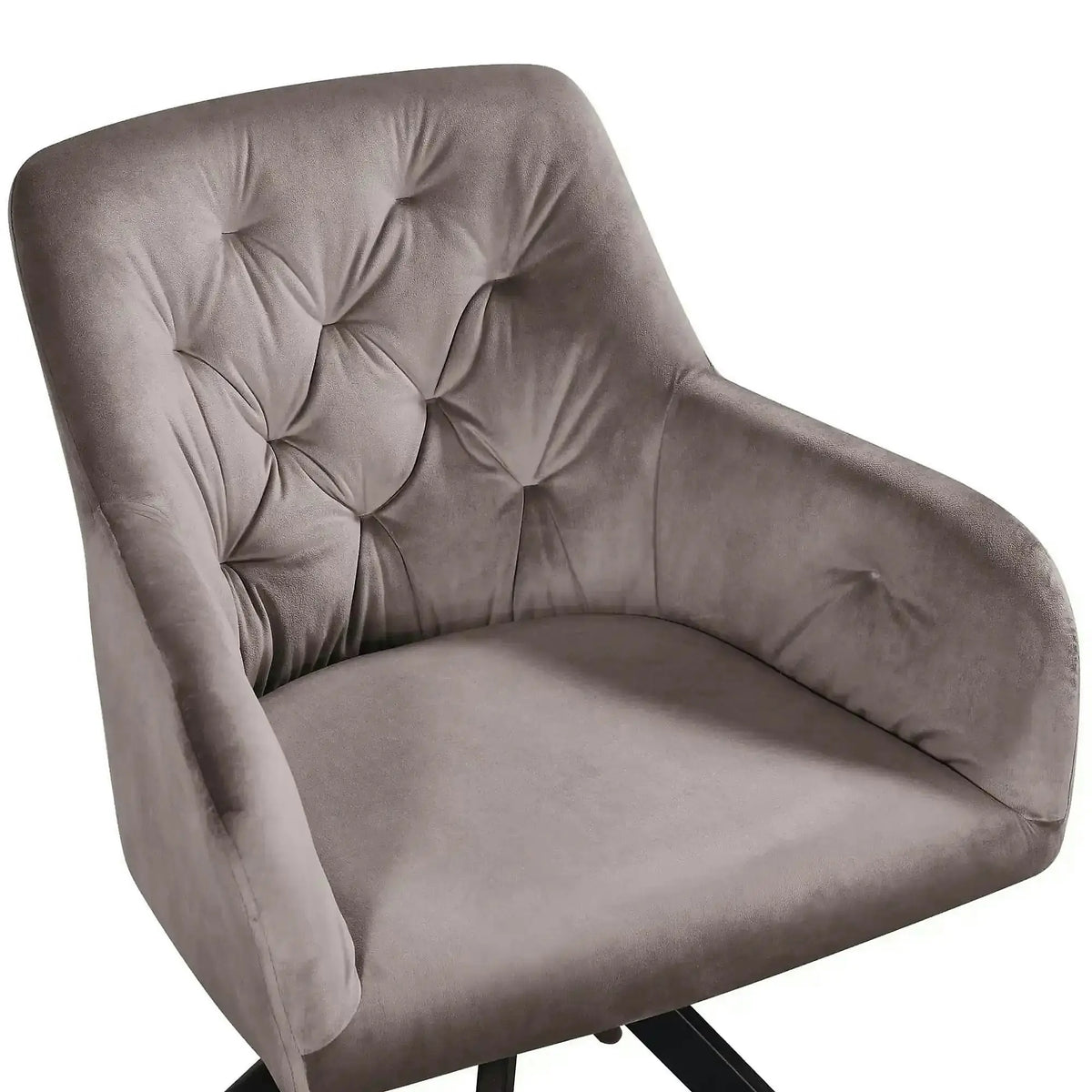 Scaun rotativ MAX, bej inchis/negru, stofa catifelata/metal, 61x61x85 cm