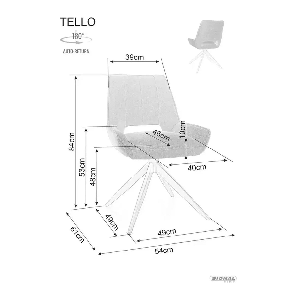 Scaun rotativ TELLO, bej deschis/negru, stofa clasica/metal, 54x46x84 cm