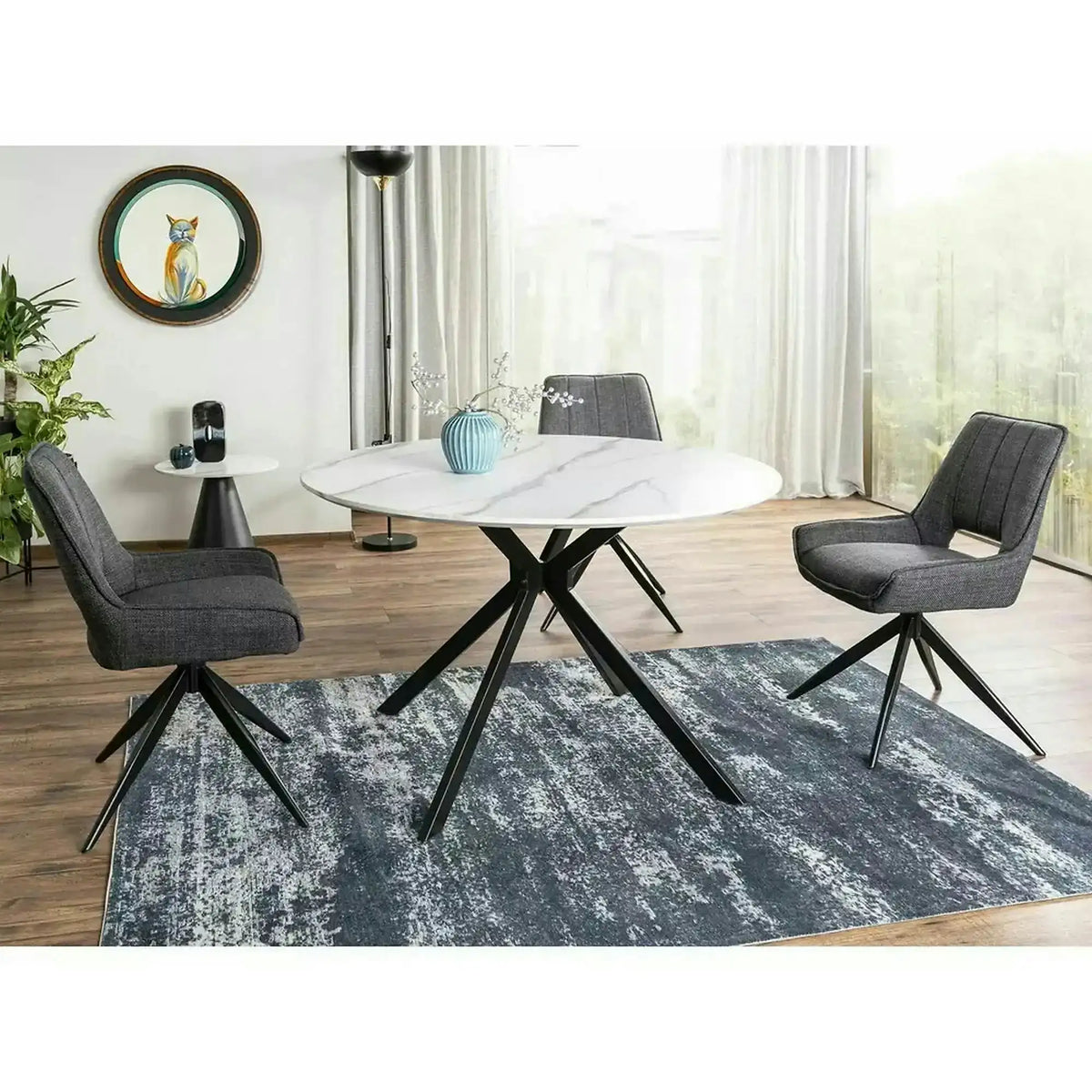 Scaun rotativ TELLO, gri/negru, stofa clasica/metal, 54x46x84 cm