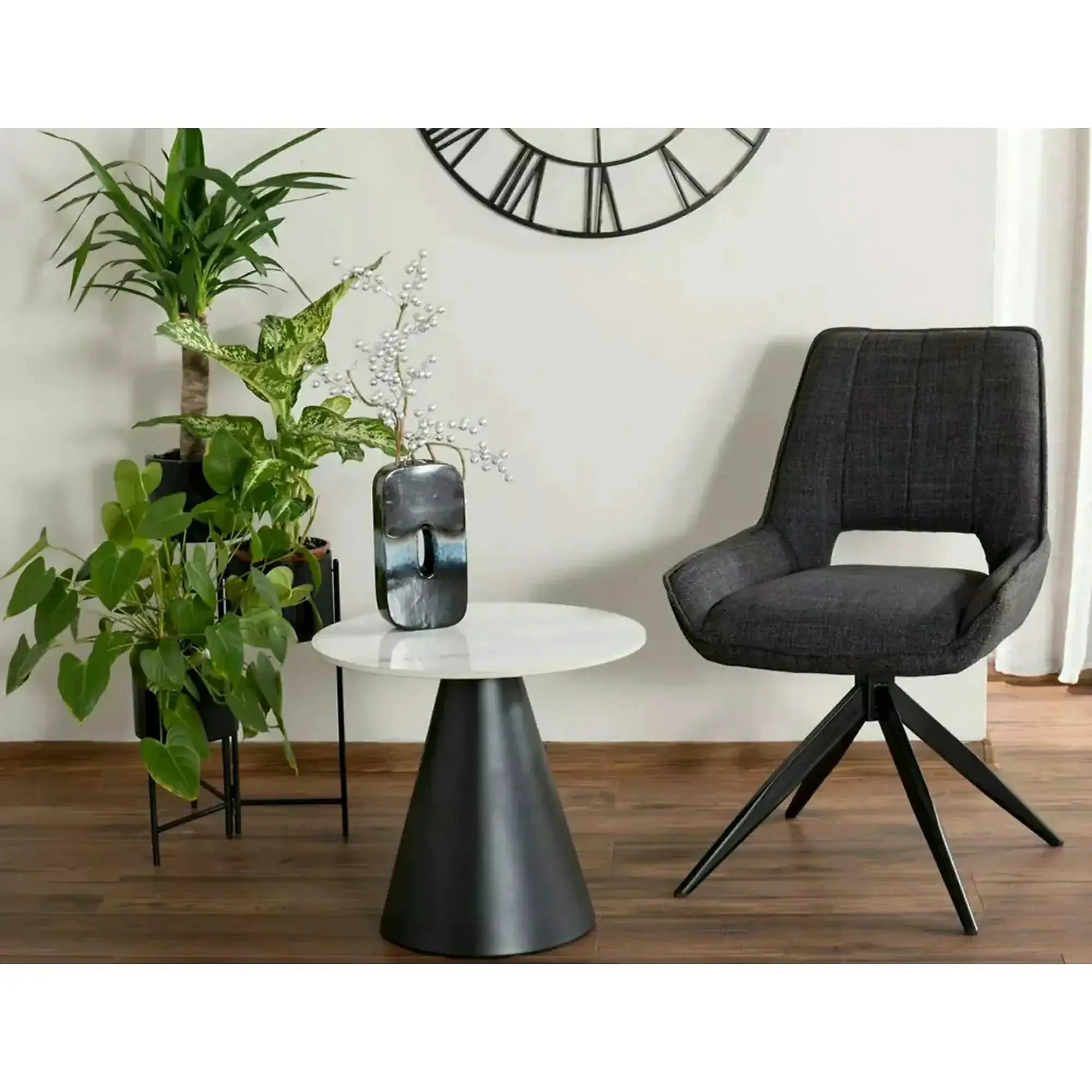 Scaun rotativ TELLO, gri/negru, stofa clasica/metal, 54x46x84 cm