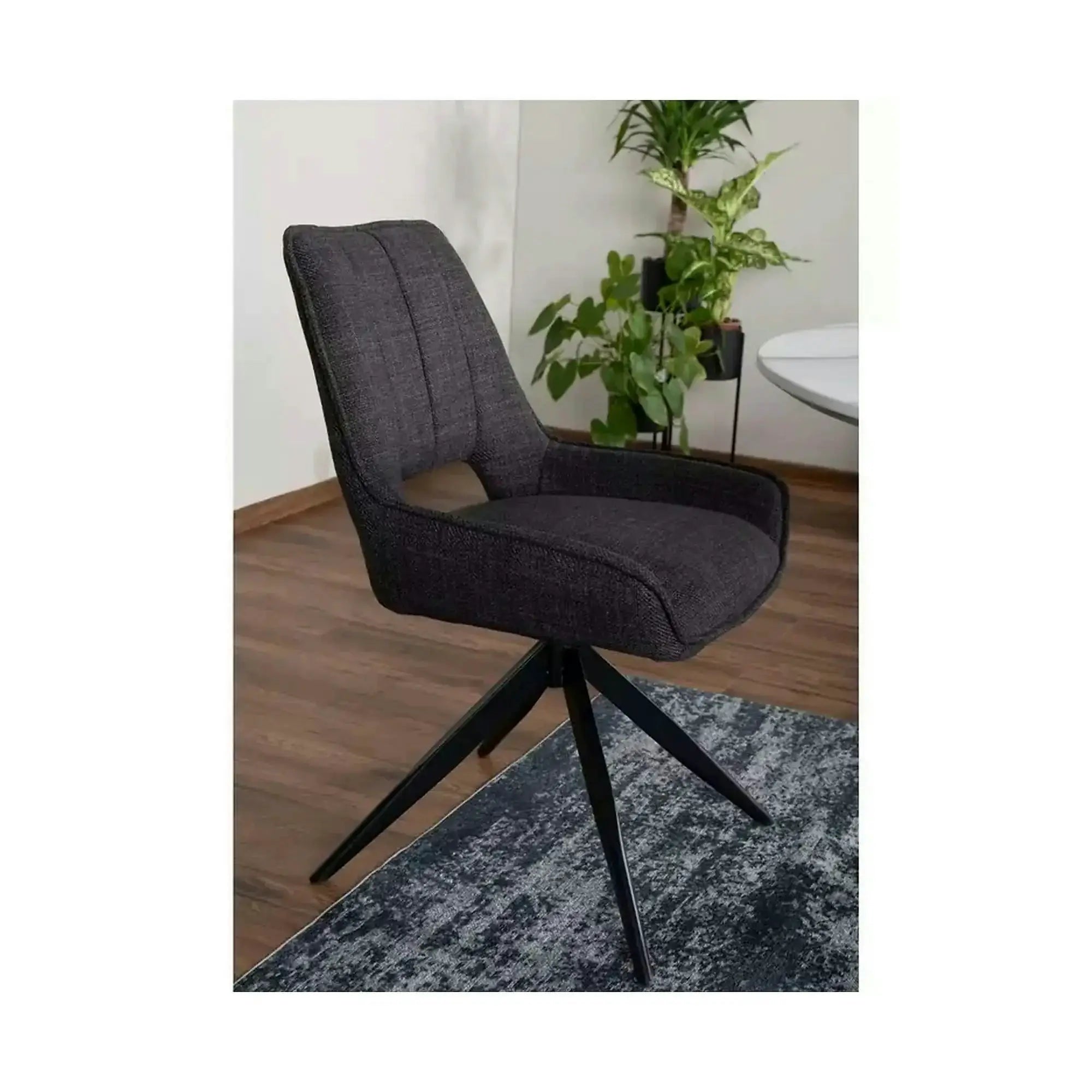 Scaun rotativ TELLO, gri/negru, stofa clasica/metal, 54x46x84 cm