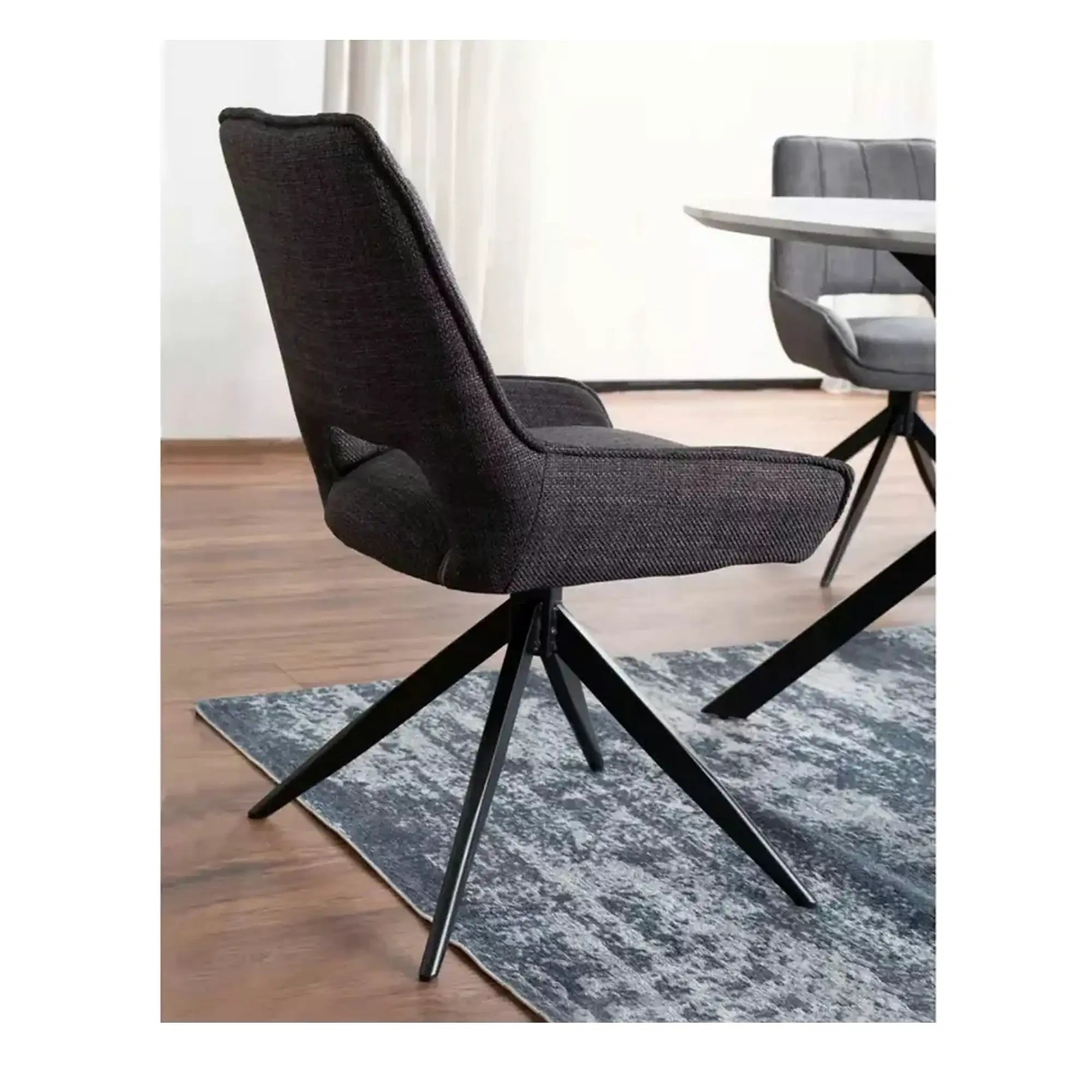 Scaun rotativ TELLO, gri/negru, stofa clasica/metal, 54x46x84 cm