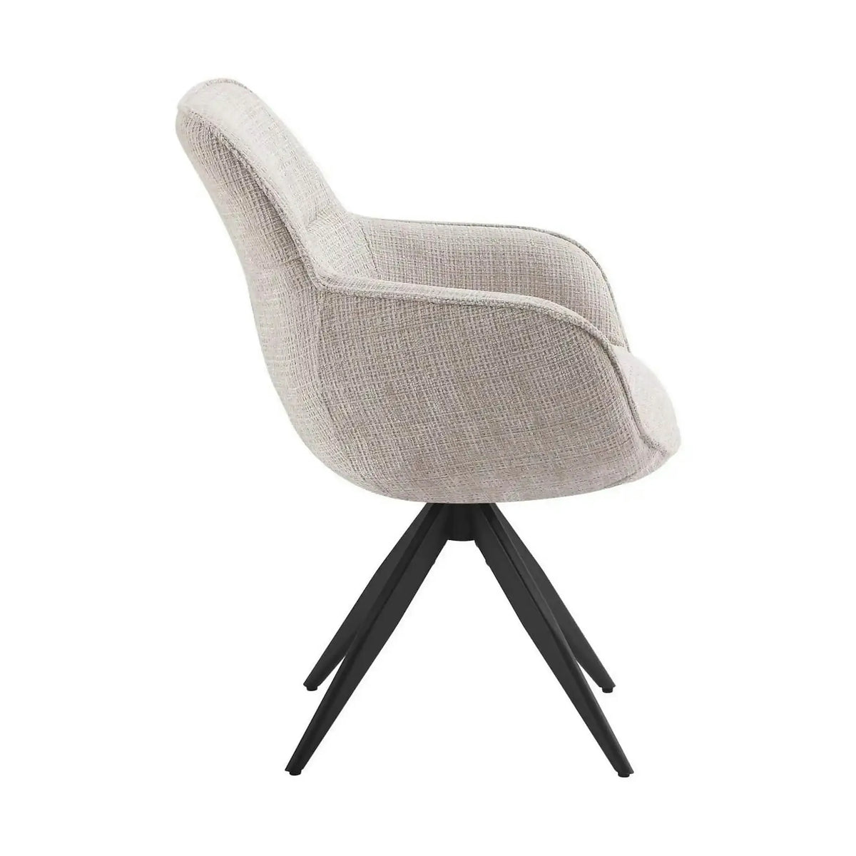 Scaun rotativ TURIN, bej/negru, stofa clasica/metal, 65x62x86 cm