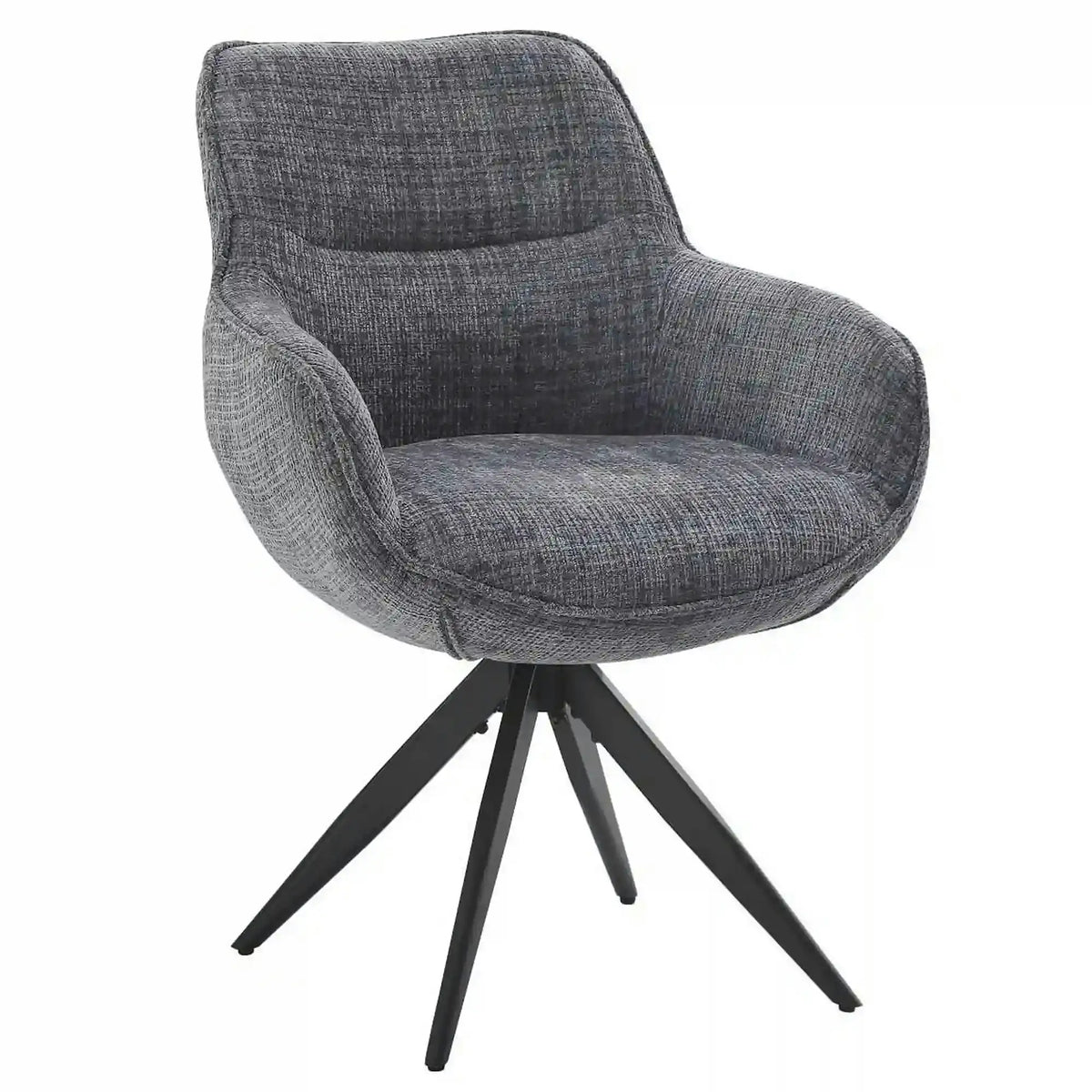 Scaun rotativ TURIN, gri inchis/negru, stofa clasica/metal, 65x62x86 cm