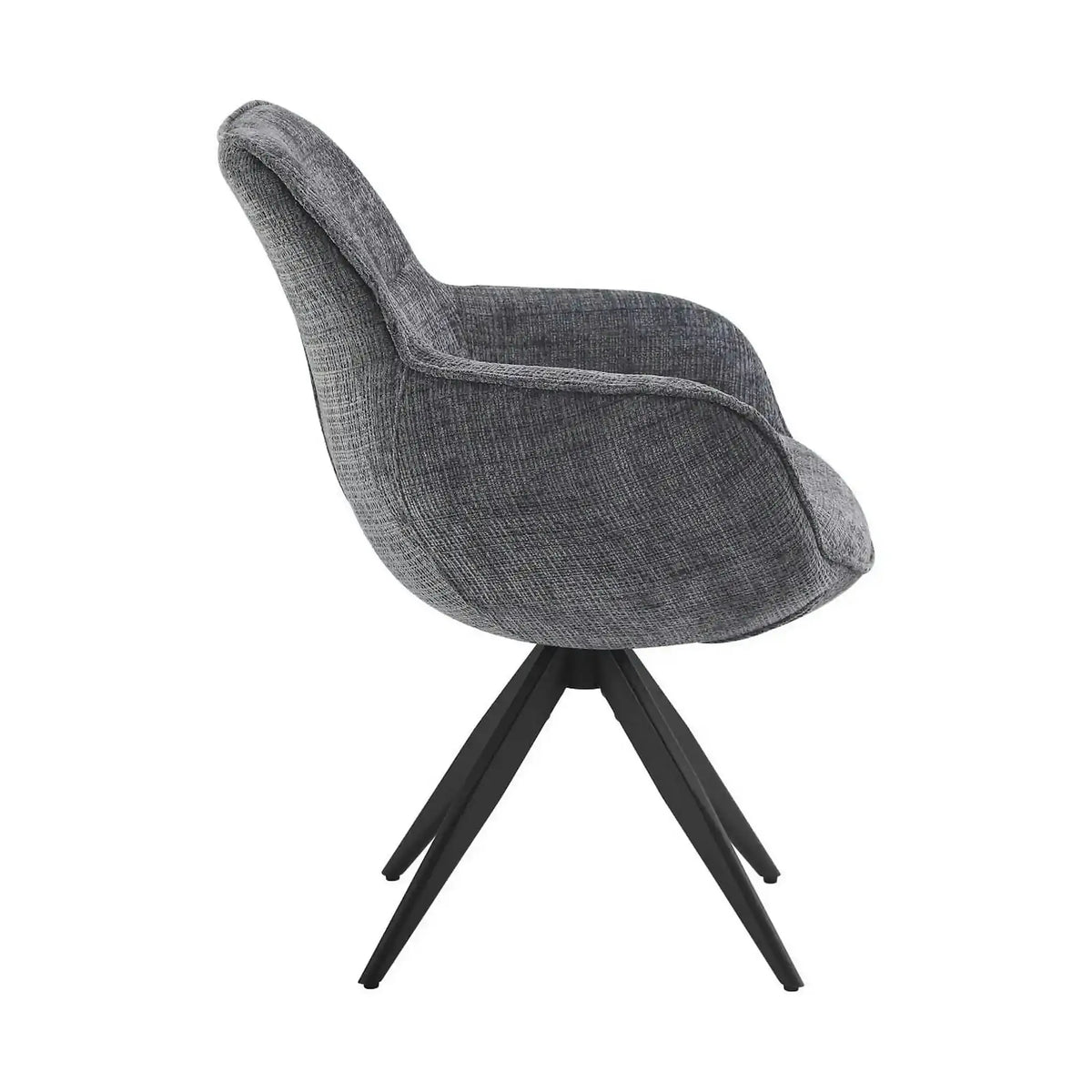 Scaun rotativ TURIN, gri inchis/negru, stofa clasica/metal, 65x62x86 cm