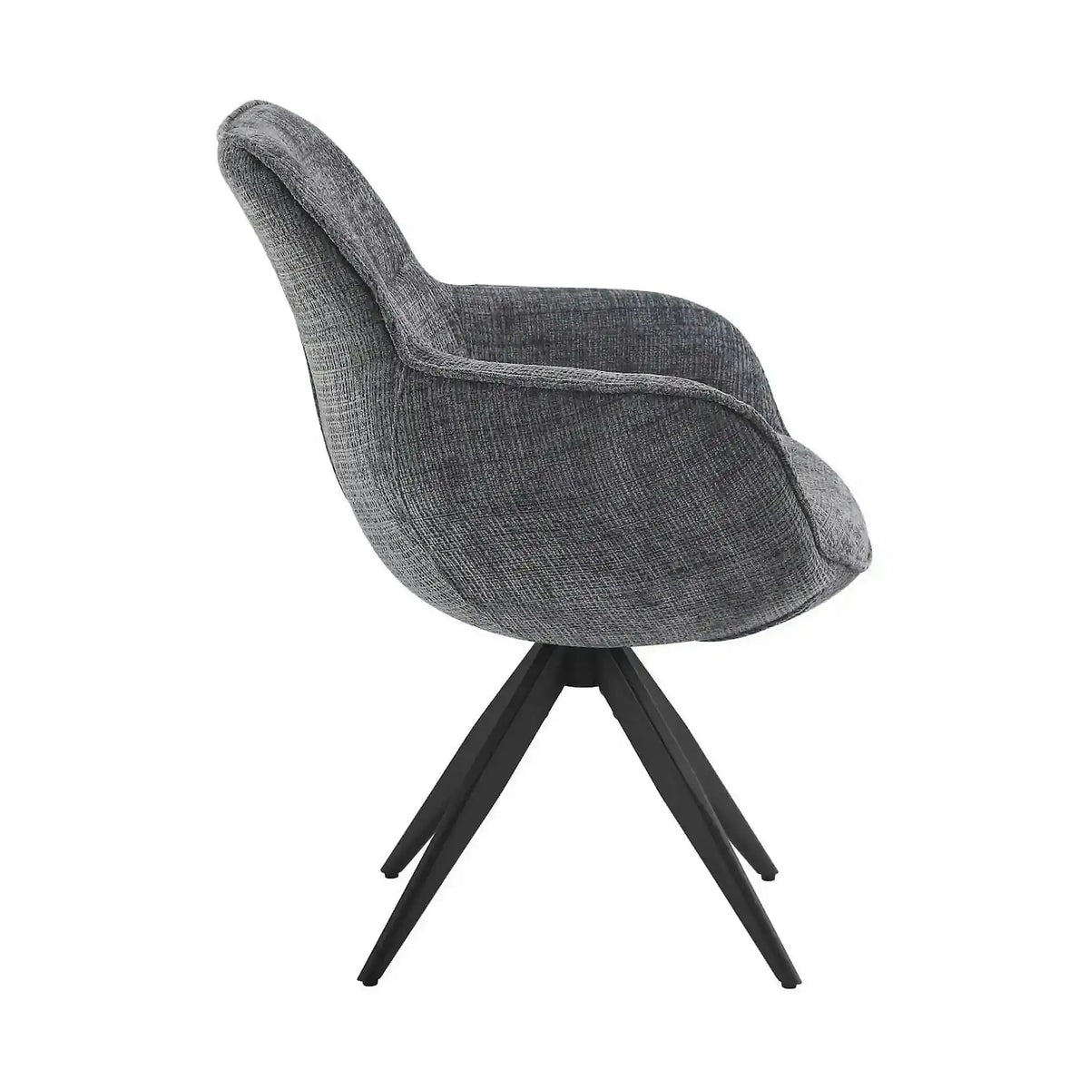 Scaun rotativ TURIN, gri inchis/negru, stofa clasica/metal, 65x62x86 cm