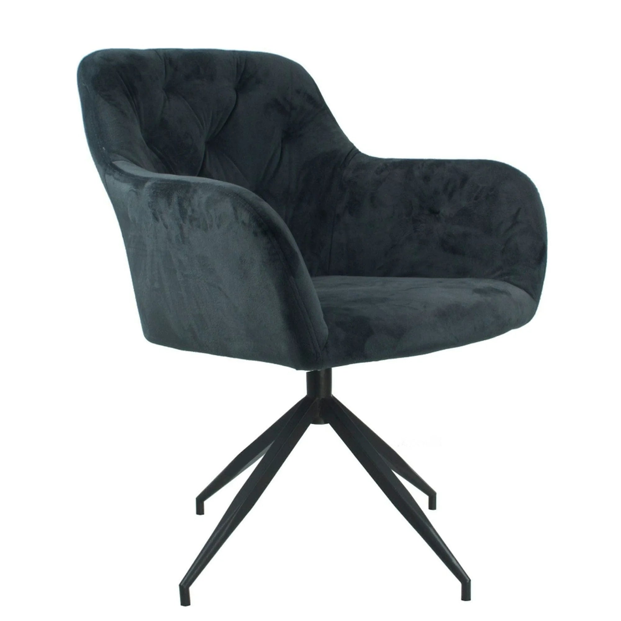 Scaun rotativ VELEZA NEW, gri inchis/negru, stofa catifelata/metal, 66x66x83 cm