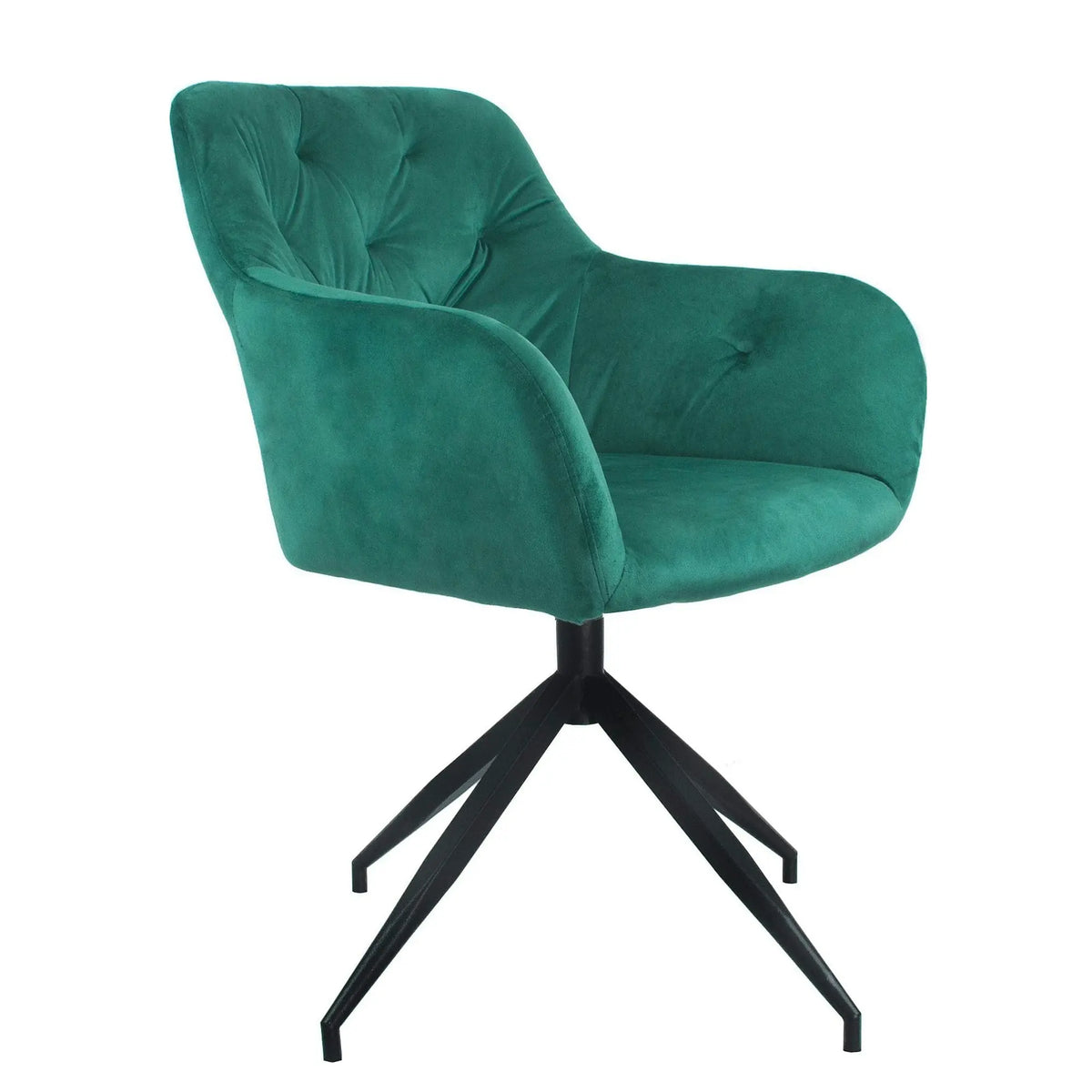 Scaun rotativ VELEZA NEW, verde/negru, stofa catifelata/metal, 66x66x83 cm