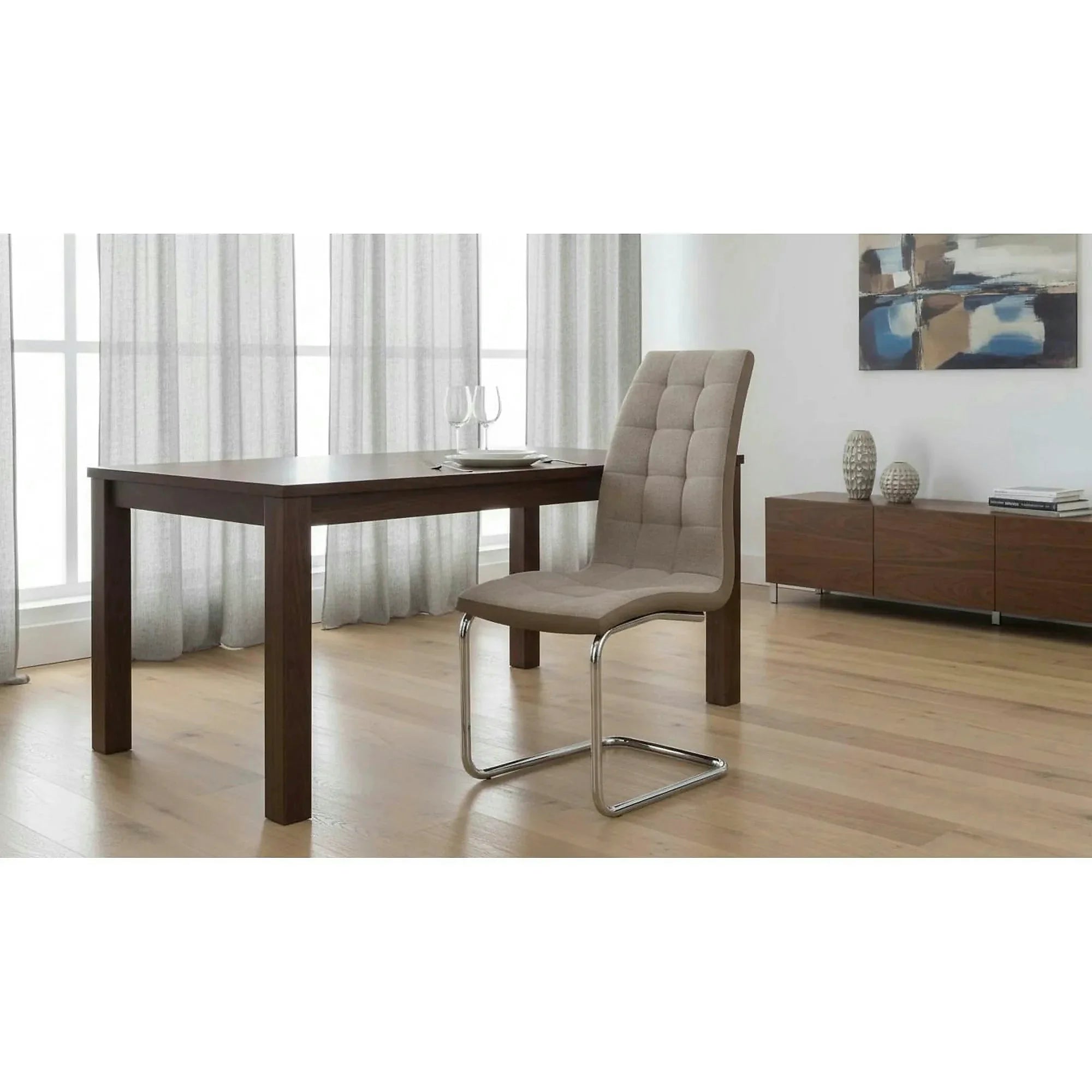 Scaun SALOMA NEW, bej/crom, textil/piele ecologica/metal, 42x57x105 cm
