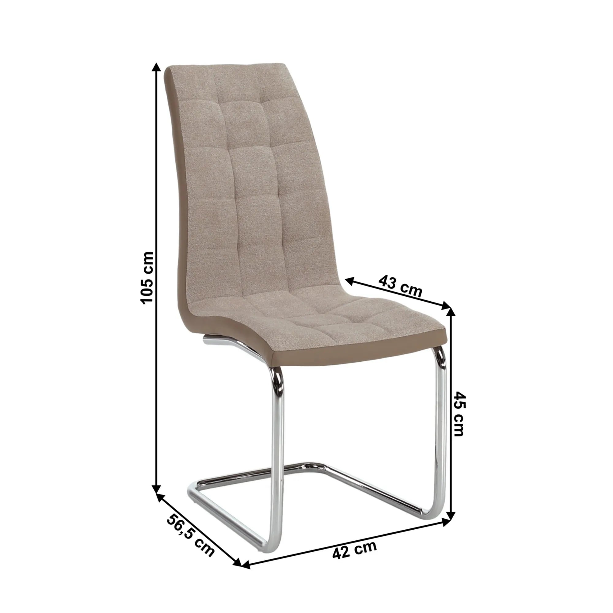 Scaun SALOMA NEW, bej/crom, textil/piele ecologica/metal, 42x57x105 cm