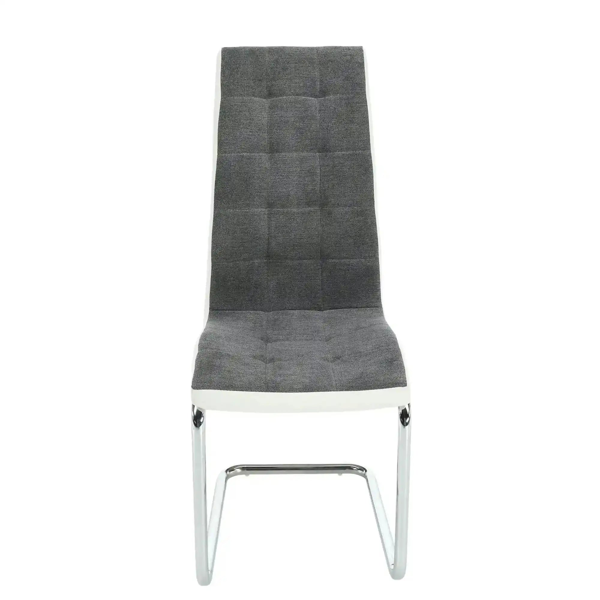 Scaun SALOMA NEW, gri/alb/crom, stofa clasica/piele ecologica/metal, 42x57x105 cm