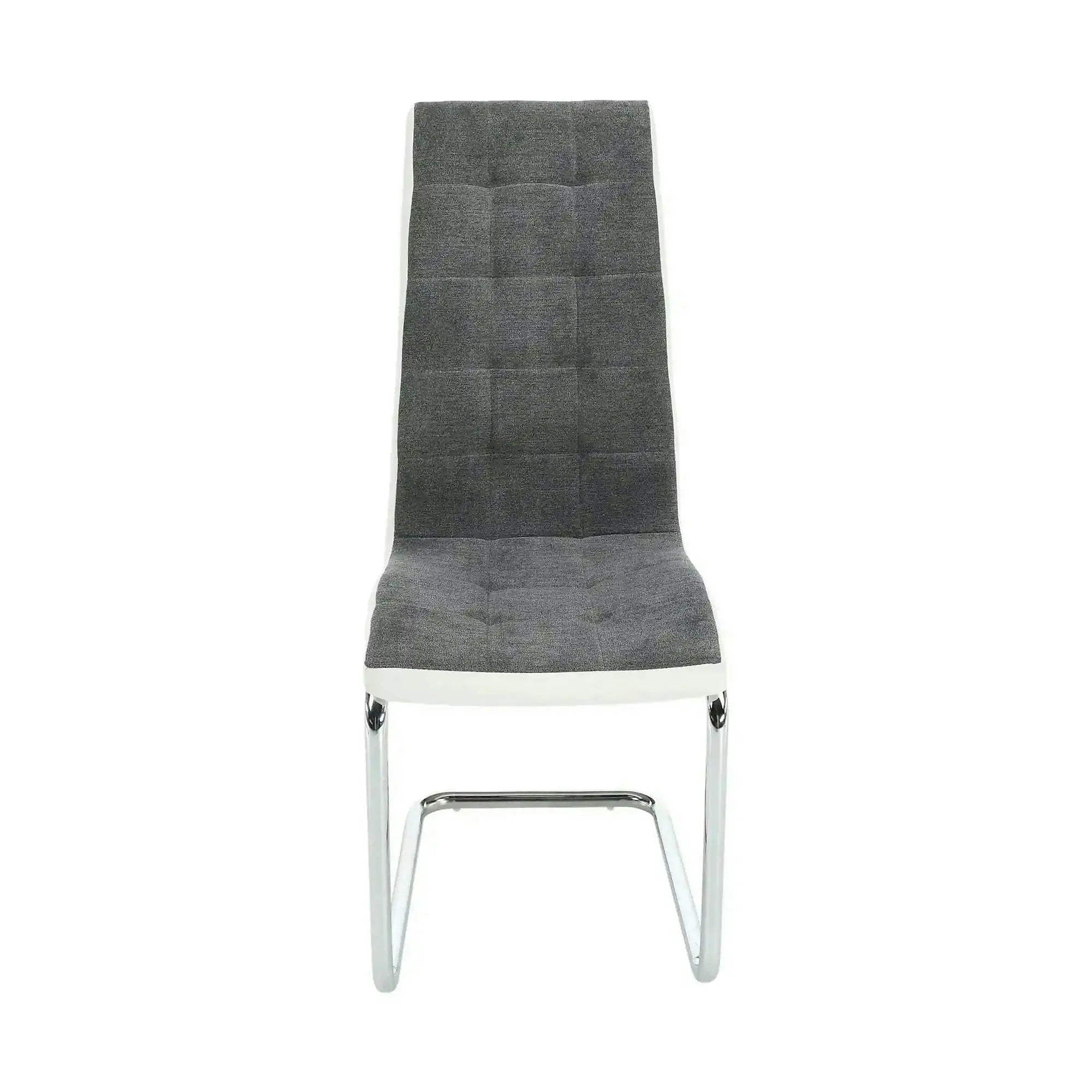 Scaun SALOMA NEW, gri/alb/crom, stofa clasica/piele ecologica/metal, 42x57x105 cm
