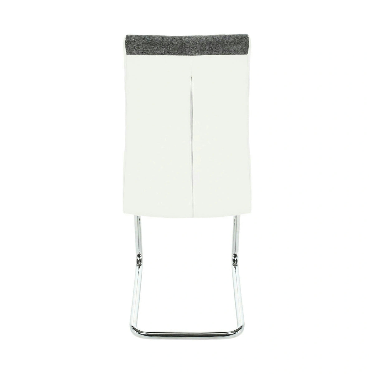Scaun SALOMA NEW, gri/alb/crom, stofa clasica/piele ecologica/metal, 42x57x105 cm