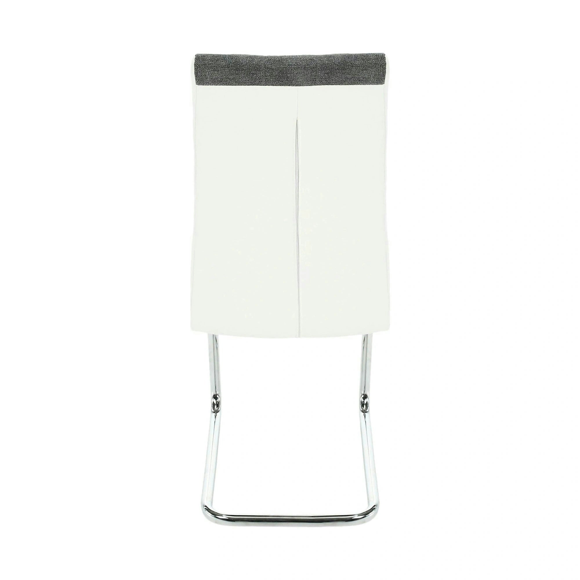Scaun SALOMA NEW, gri/alb/crom, stofa clasica/piele ecologica/metal, 42x57x105 cm