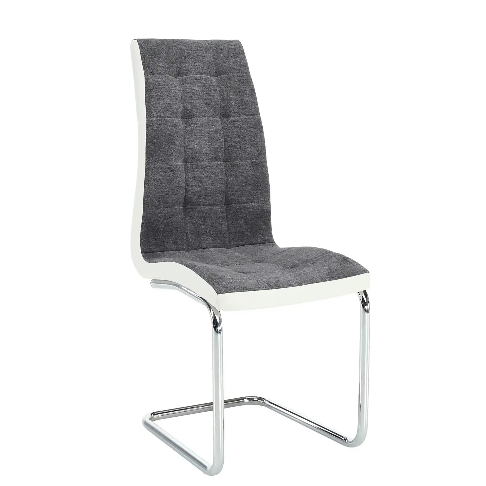 Scaun SALOMA NEW, gri/alb/crom, stofa clasica/piele ecologica/metal, 42x57x105 cm