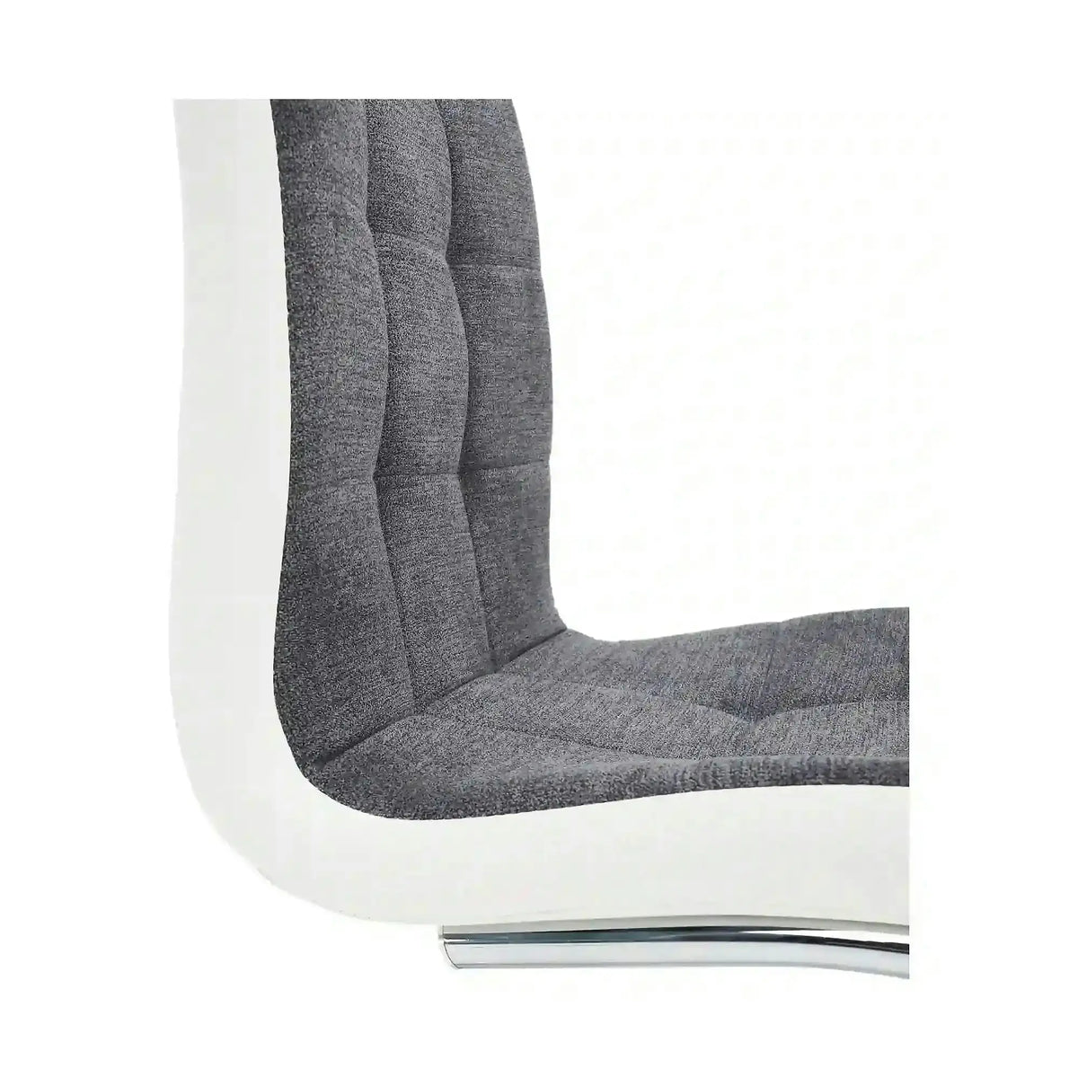 Scaun SALOMA NEW, gri/alb/crom, stofa clasica/piele ecologica/metal, 42x57x105 cm