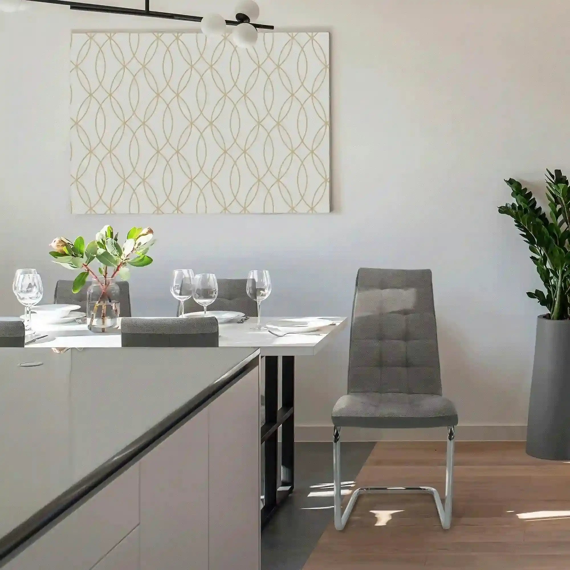 Scaun SALOMA NEW, gri, stofa clasica/pielele ecologica/metal, 42x56.5x105 cm
