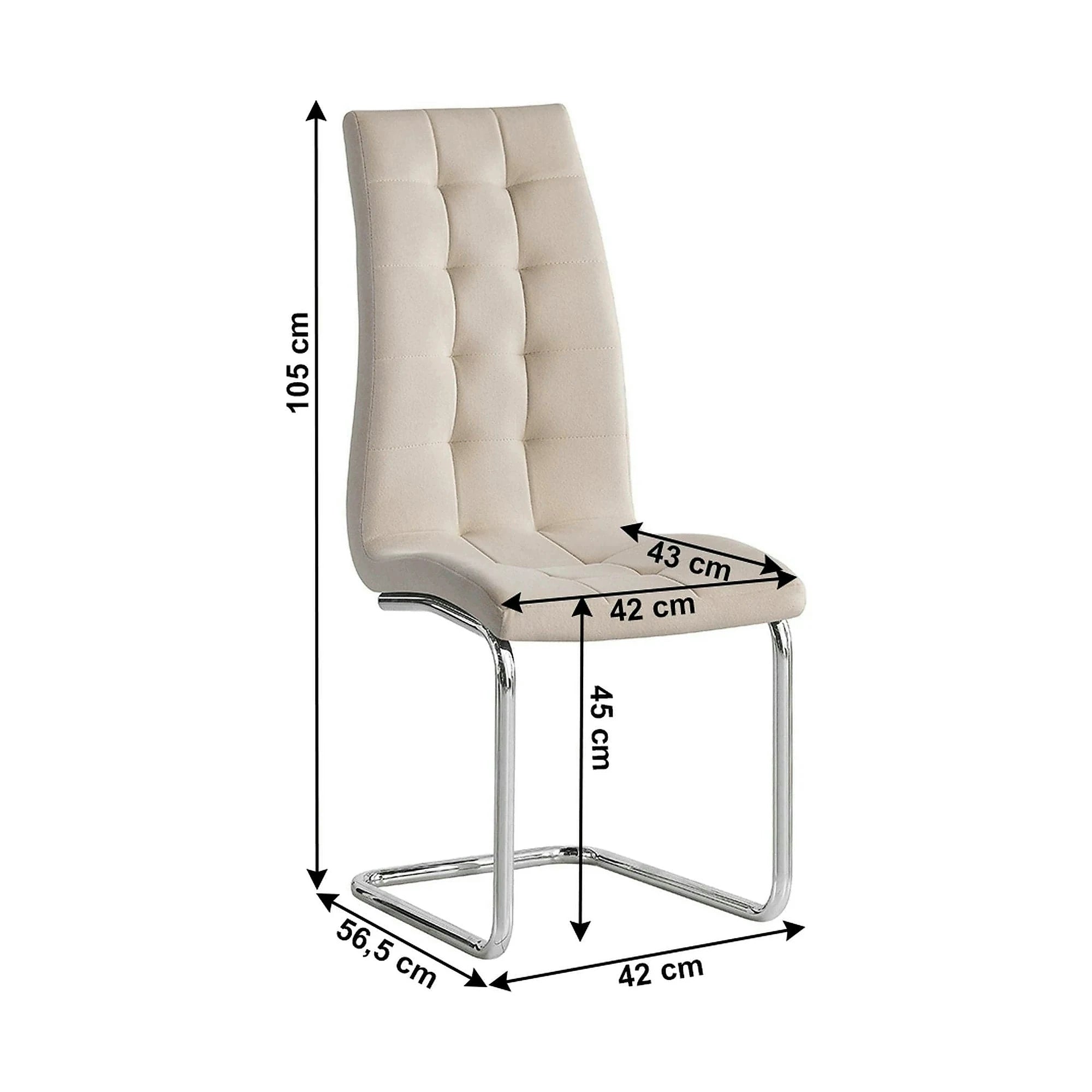 Scaun SALOMA NEW, stofa catifelata/metal, bej, 42x56,5x105 cm