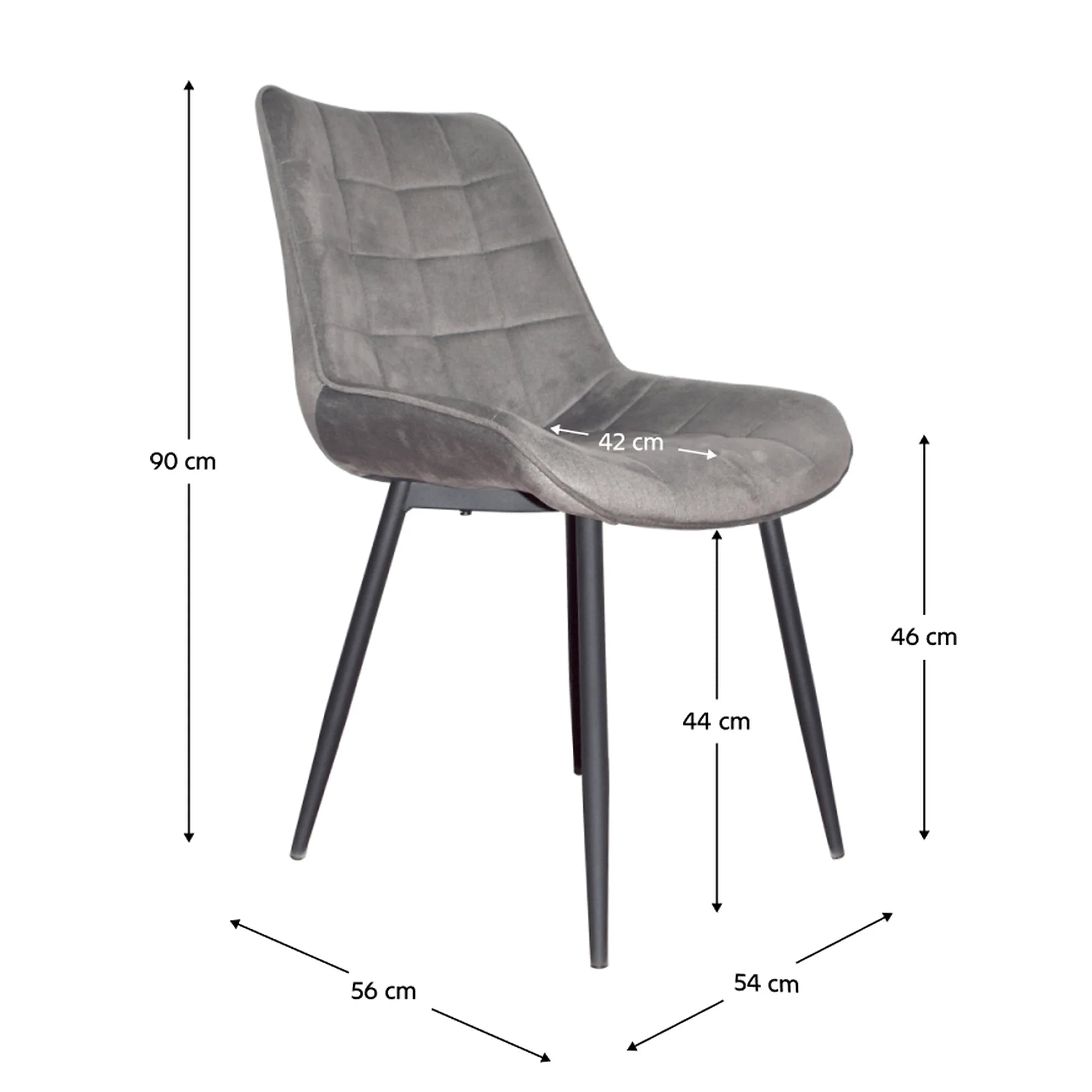 Scaun SARIN, gri/negru, catifea/metal, 54x64x82 cm