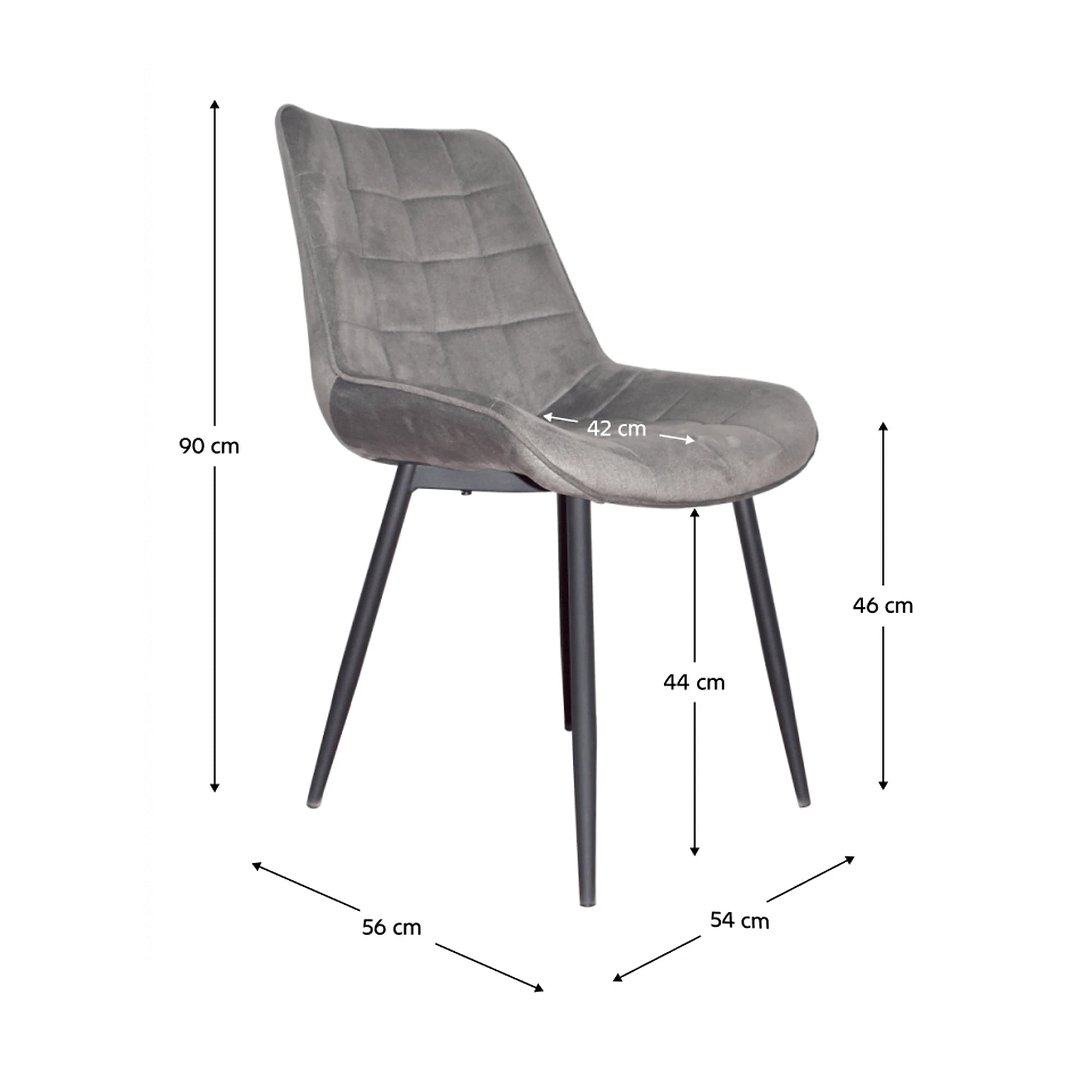Scaun SARIN, gri/negru, catifea/metal, 54x64x82 cm