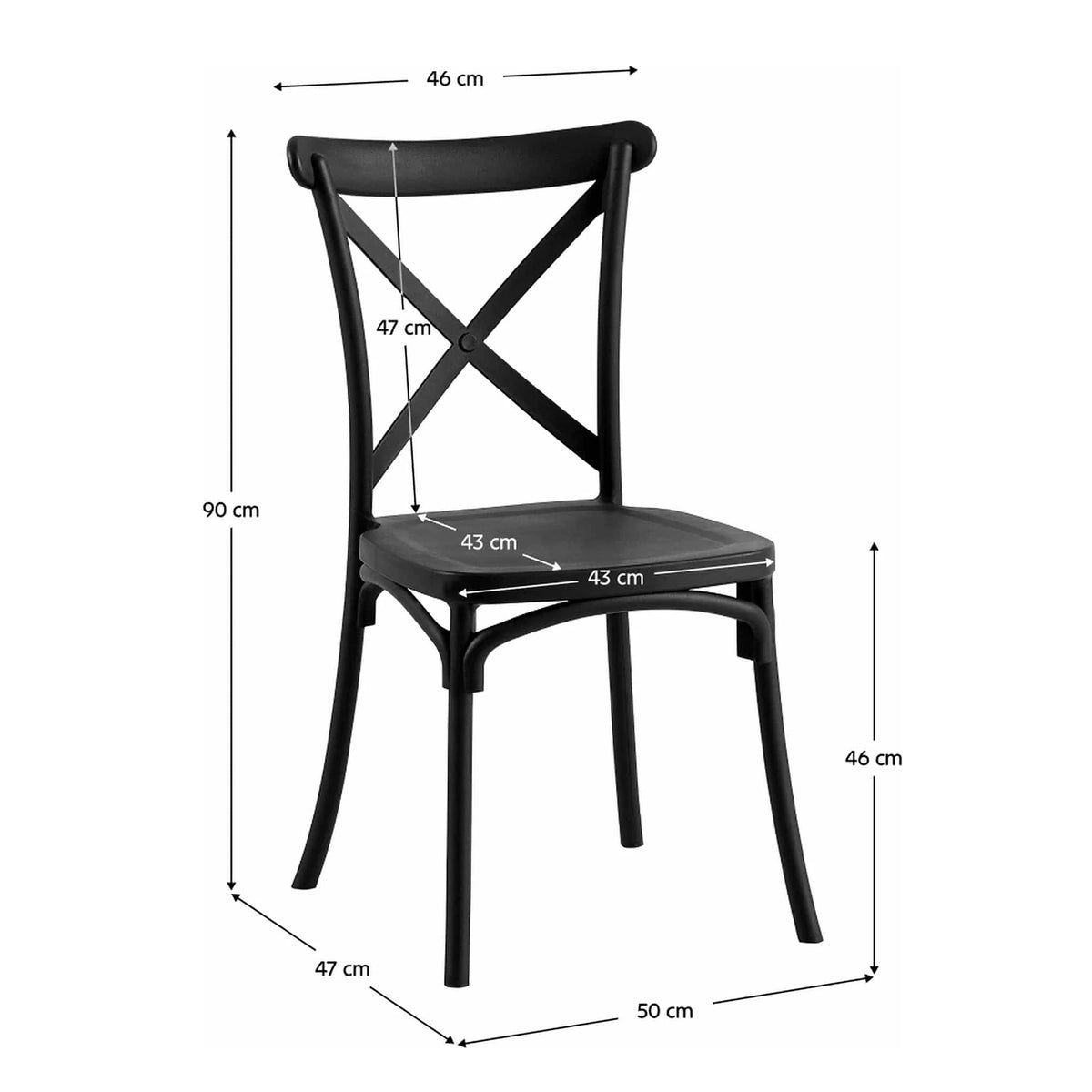 Scaun SAVITA, negru, plastic, 50x47x90 cm