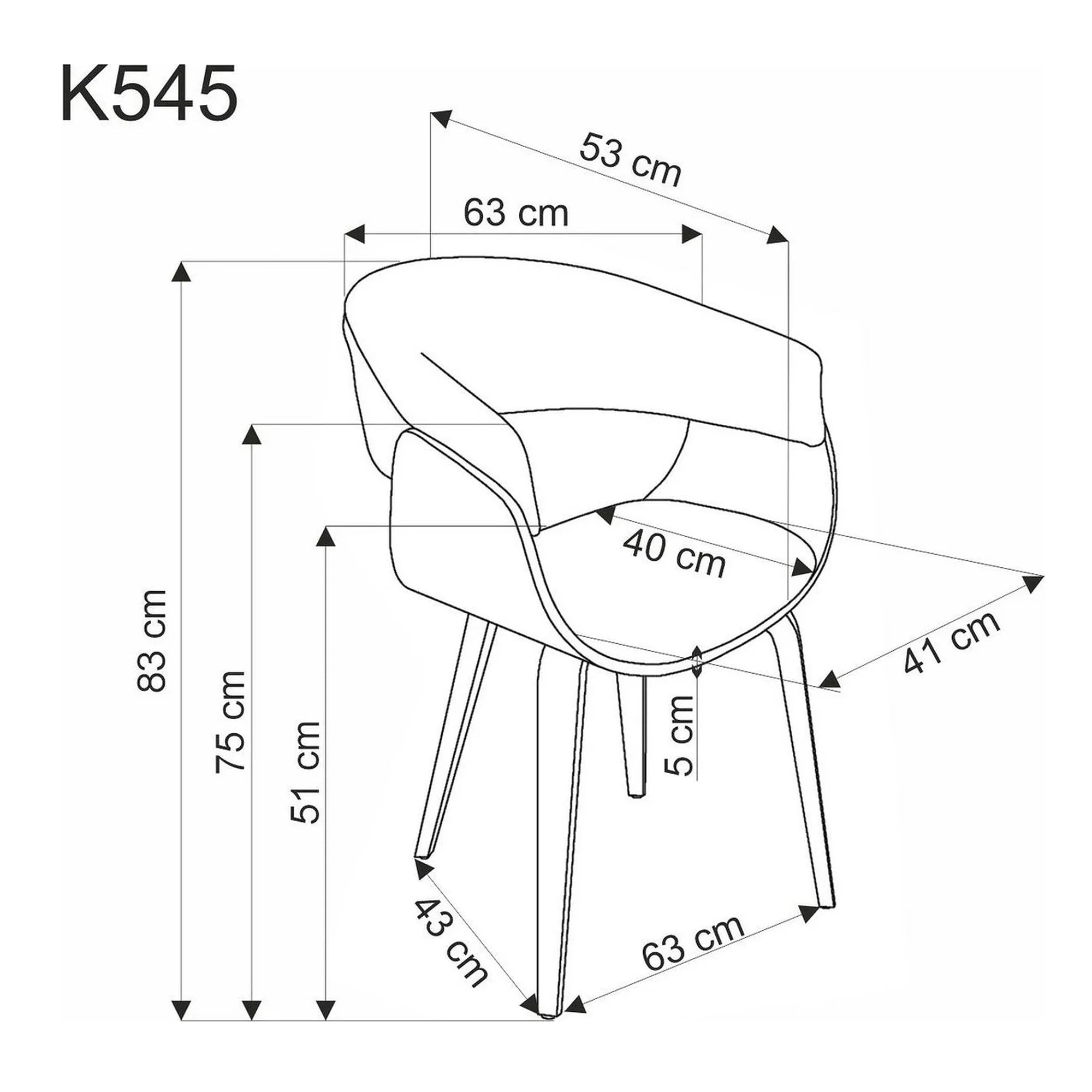 Scaun scandinav tapitat K545, bej/nuc, stofa clasica/placaj, 63x53x83 cm