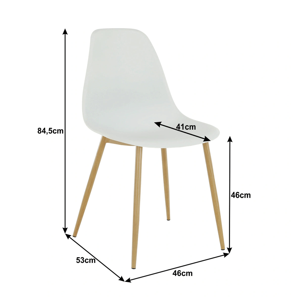 Scaun SINTIA, alb/stejar, plastic/metal, 46x53x85 cm