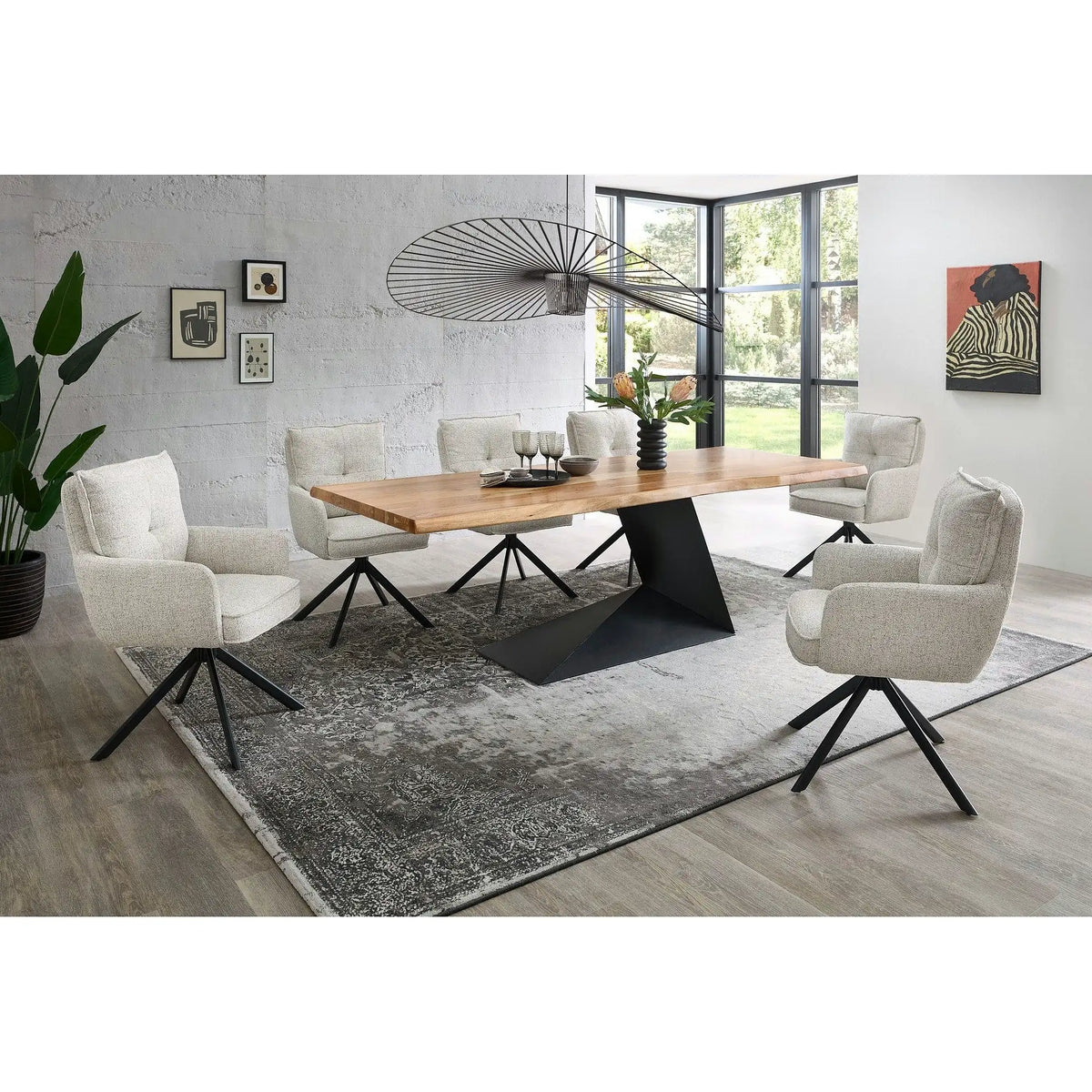 Scaun SOFIA, bej/negru, stofa clasica/metal, 61x66x93 cm