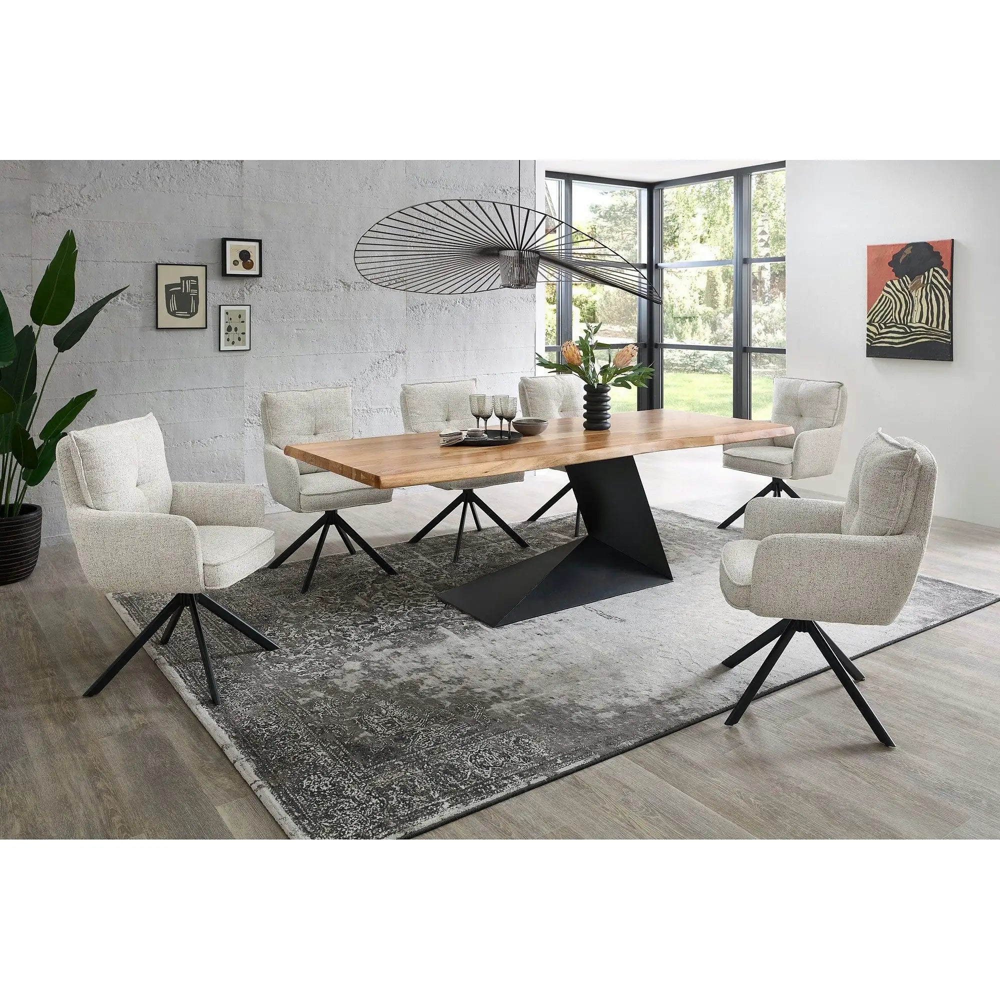 Scaun SOFIA, bej/negru, stofa clasica/metal, 61x66x93 cm