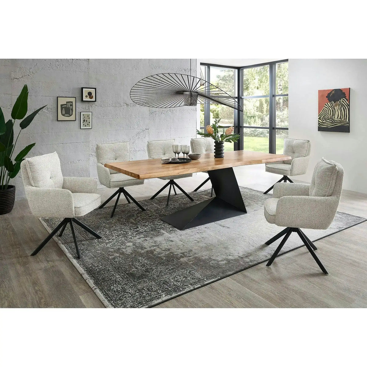 Scaun SOFIA, bej/negru, stofa clasica/metal, 61x66x93 cm