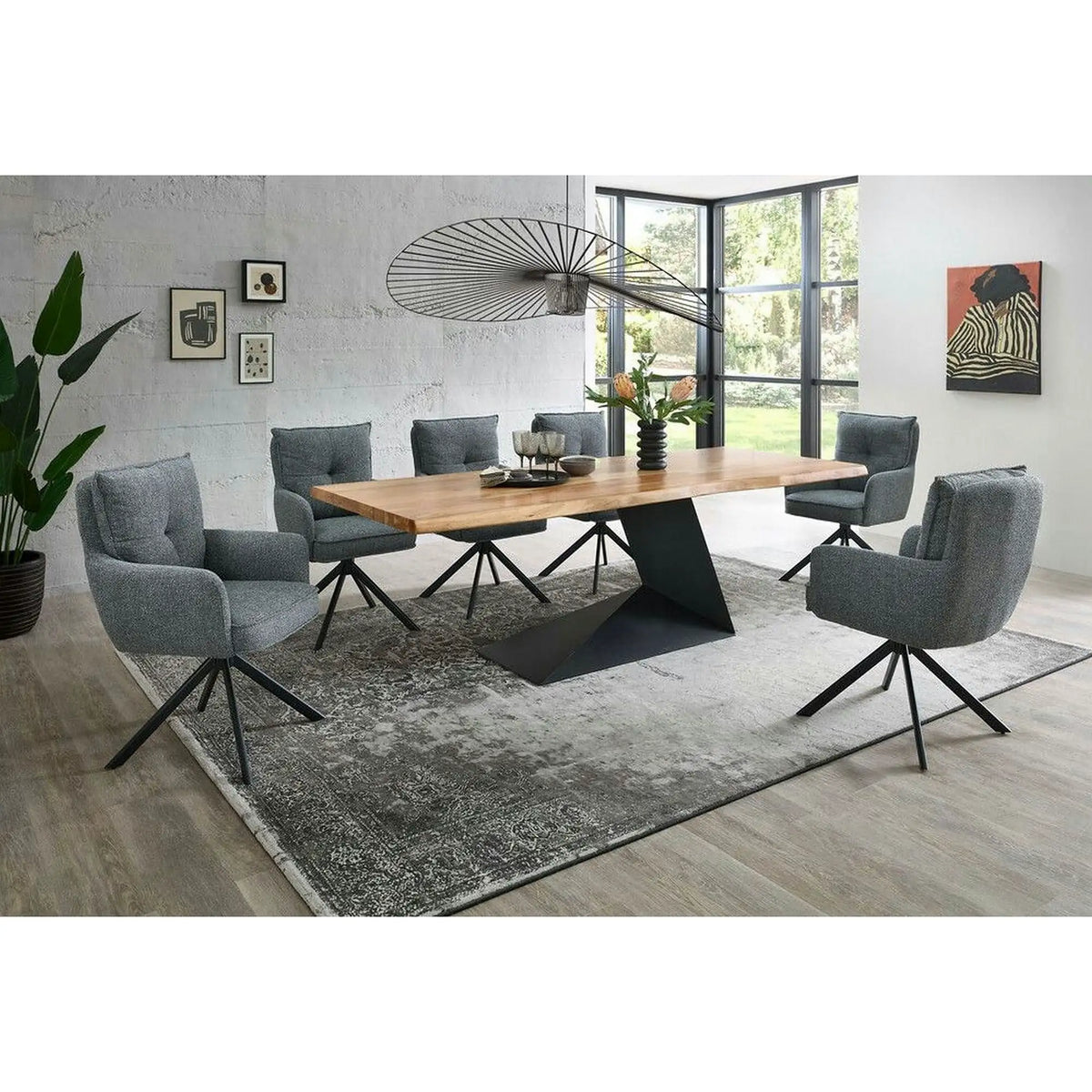 Scaun SOFIA, gri inchis/negru, stofa clasica/metal, 61x66x93 cm