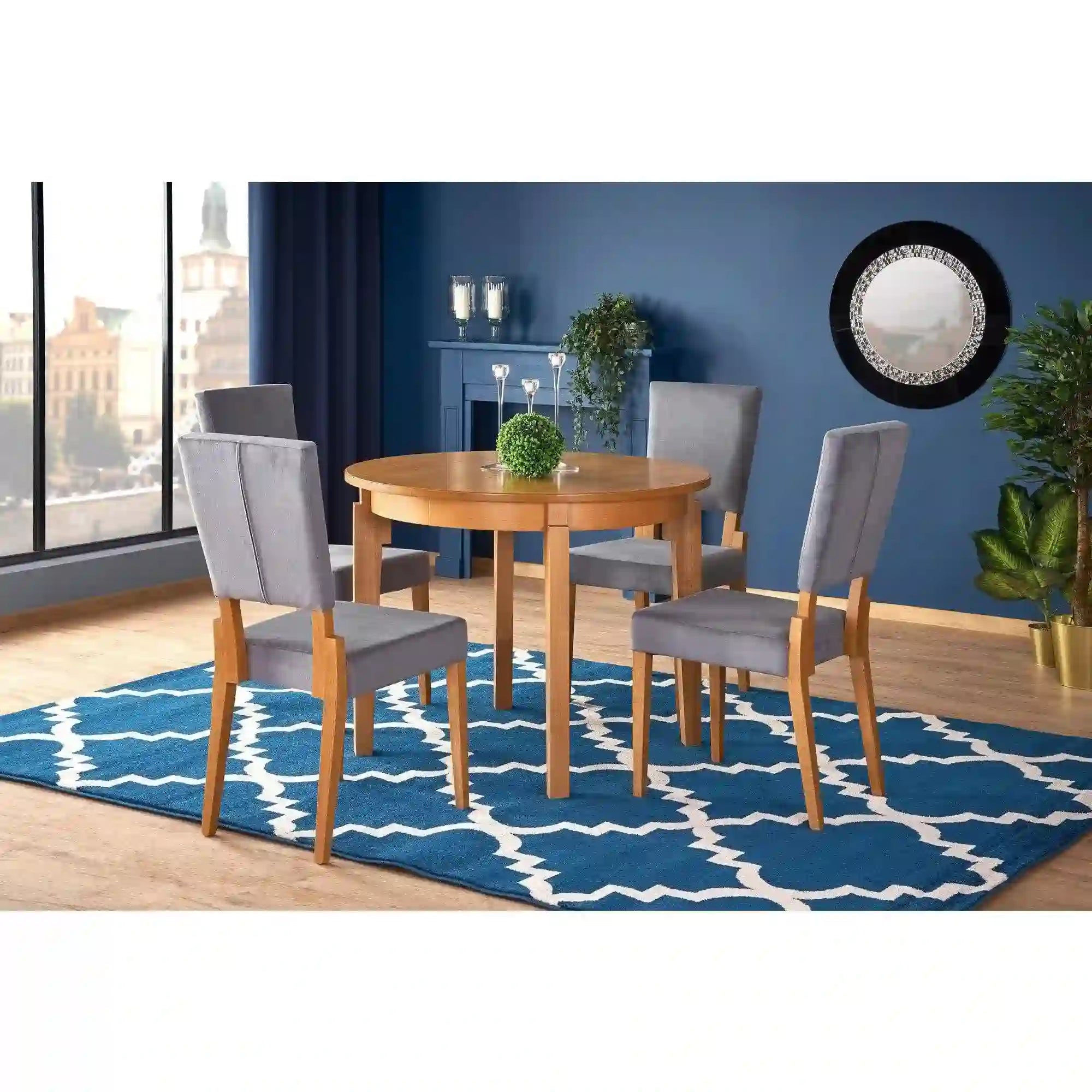 Scaun SORBUS, gri/stejar miere, stofa clasica, 44x57x95 cm