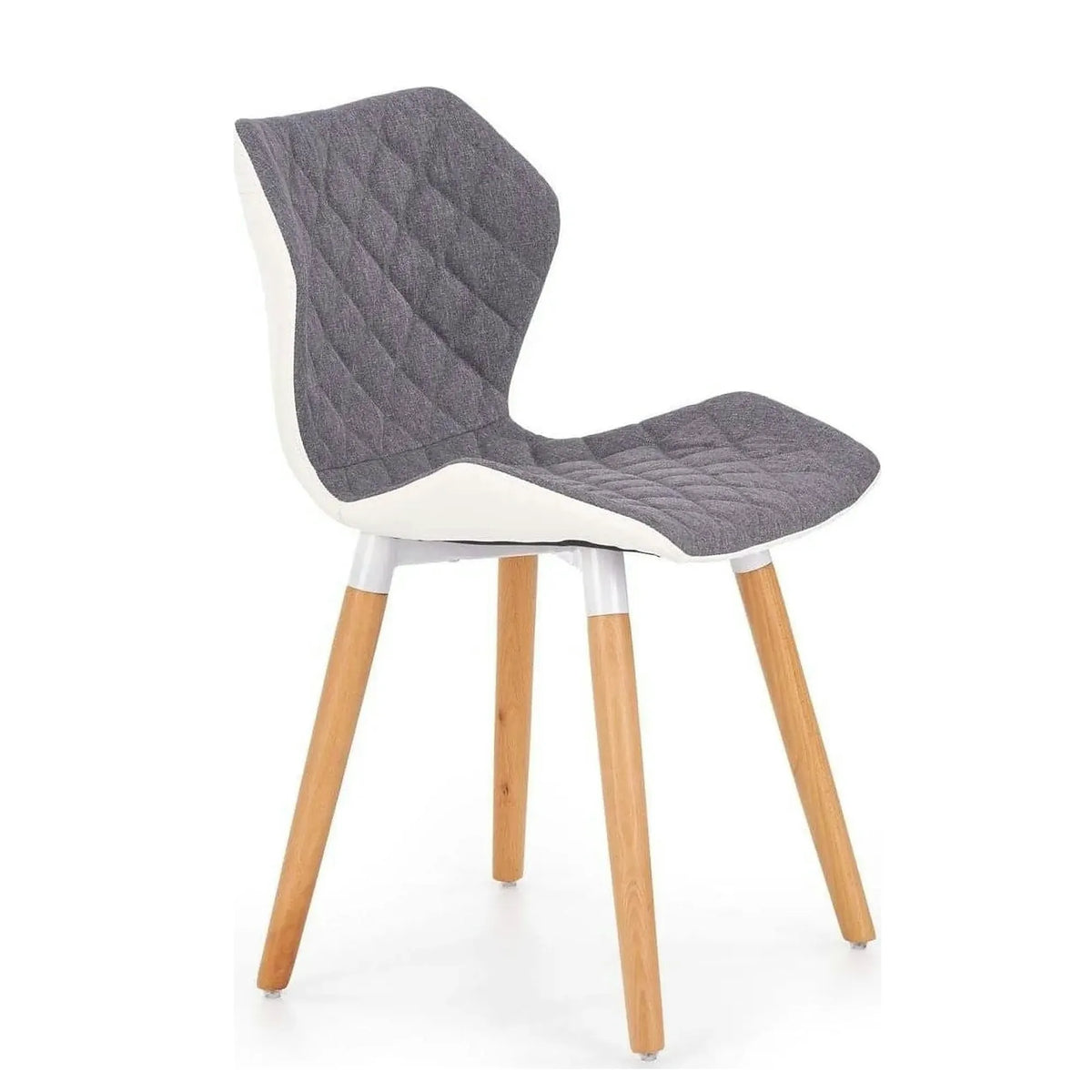 Scaun sufragerie K277, gri/alb/stejar, stofa clasica/lemn, 48x51x76 cm