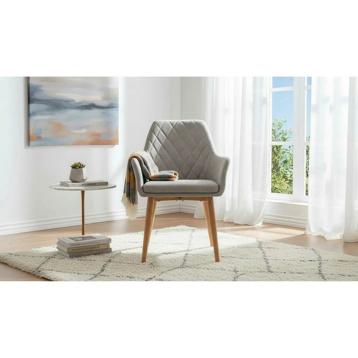 Scaun sufragerie K287, gri/stejar, 58x61x50 cm
