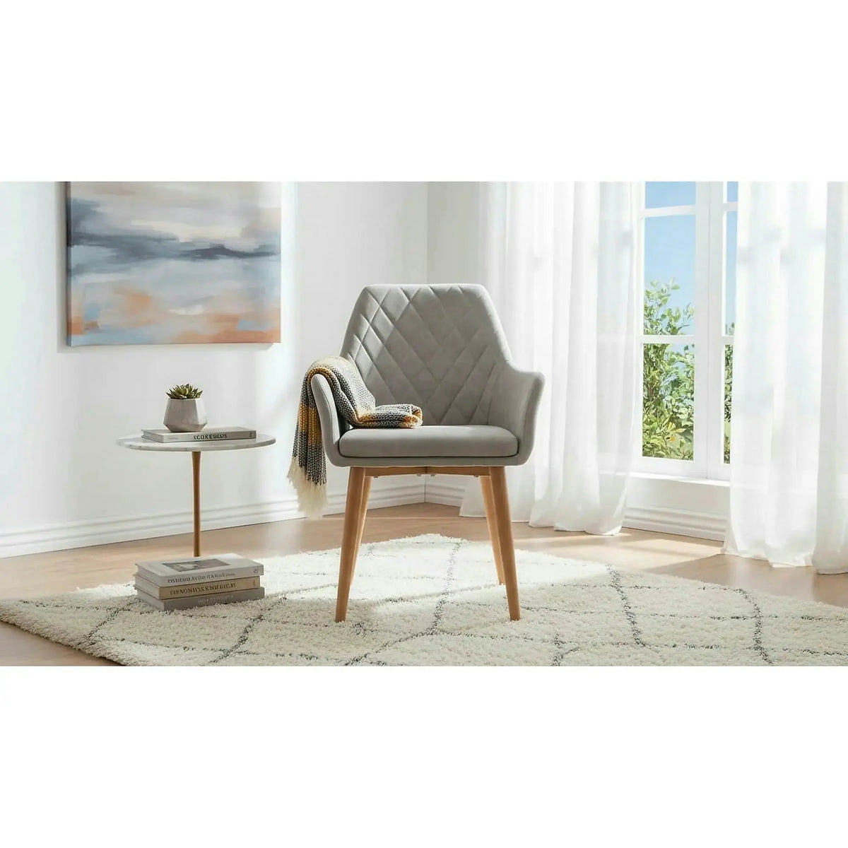 Scaun sufragerie K287, gri/stejar, 58x61x50 cm