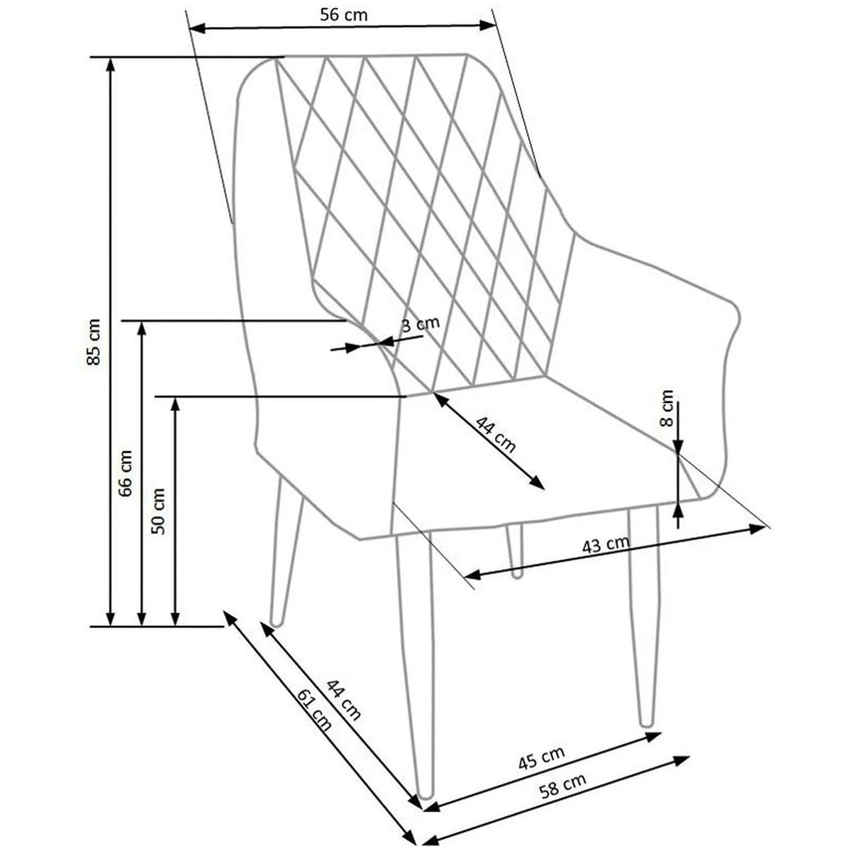 Scaun sufragerie K287, gri/stejar, 58x61x50 cm