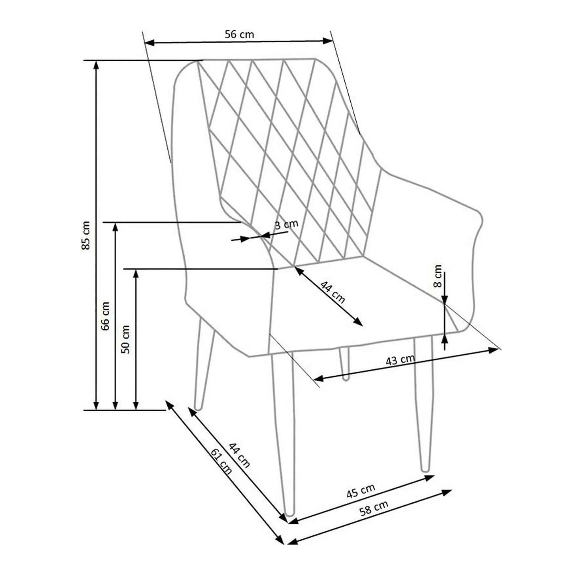 Scaun sufragerie K287, gri/stejar, 58x61x50 cm