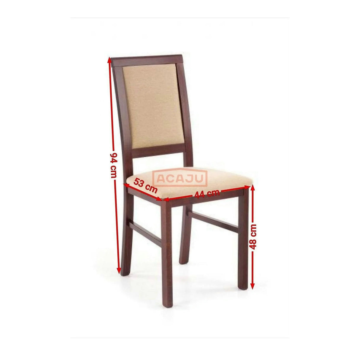 Scaun SYLWEK BIS, bej/nuc inchis, stofa clasica/lemn de fag, 44x53x94 cm