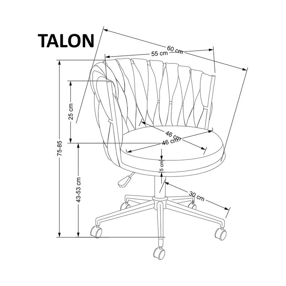 Scaun TALON, roz, stofa, 55x60x75 cm