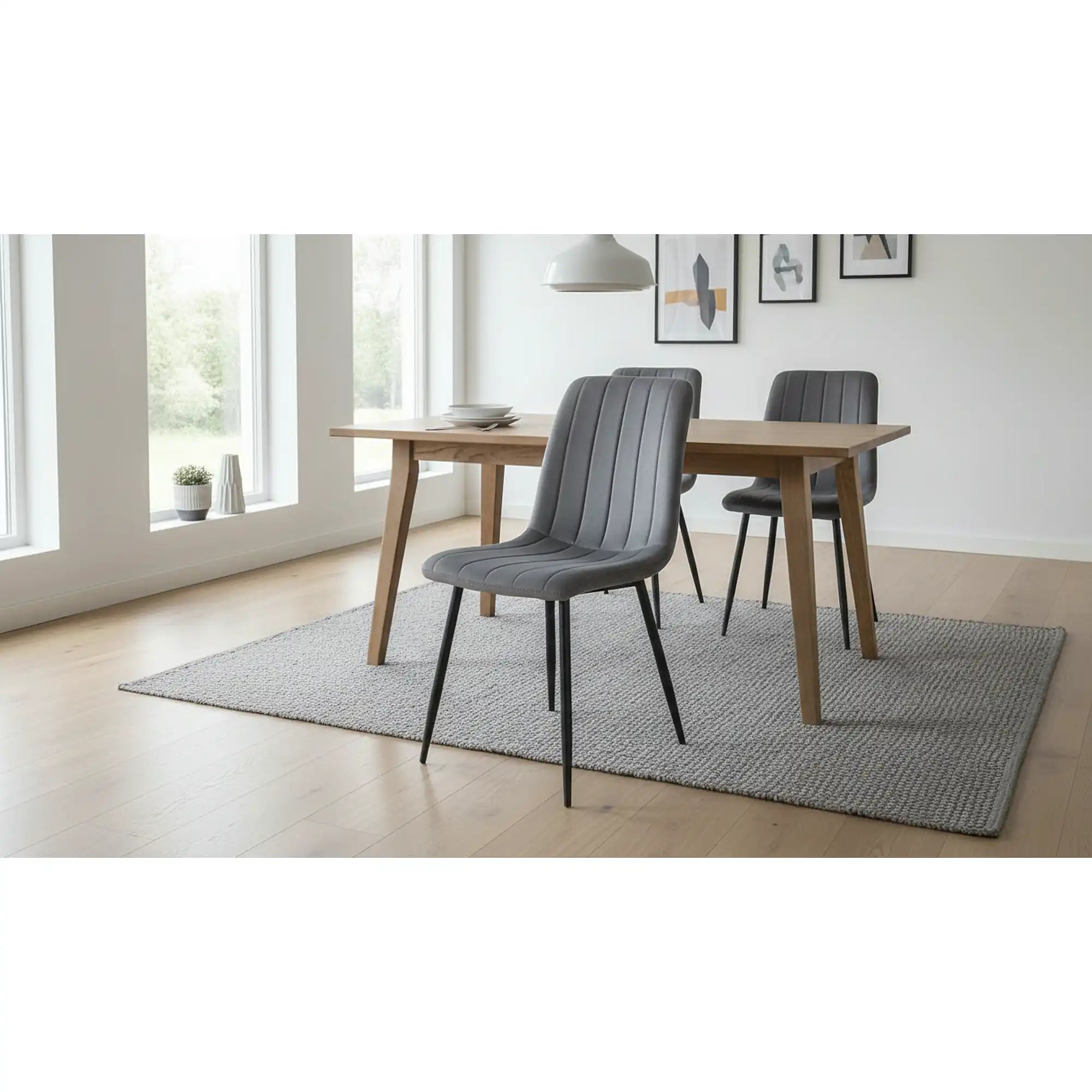 Scaun tapitat ALAN, gri/negru, stofa/metal, 40x45x88 cm