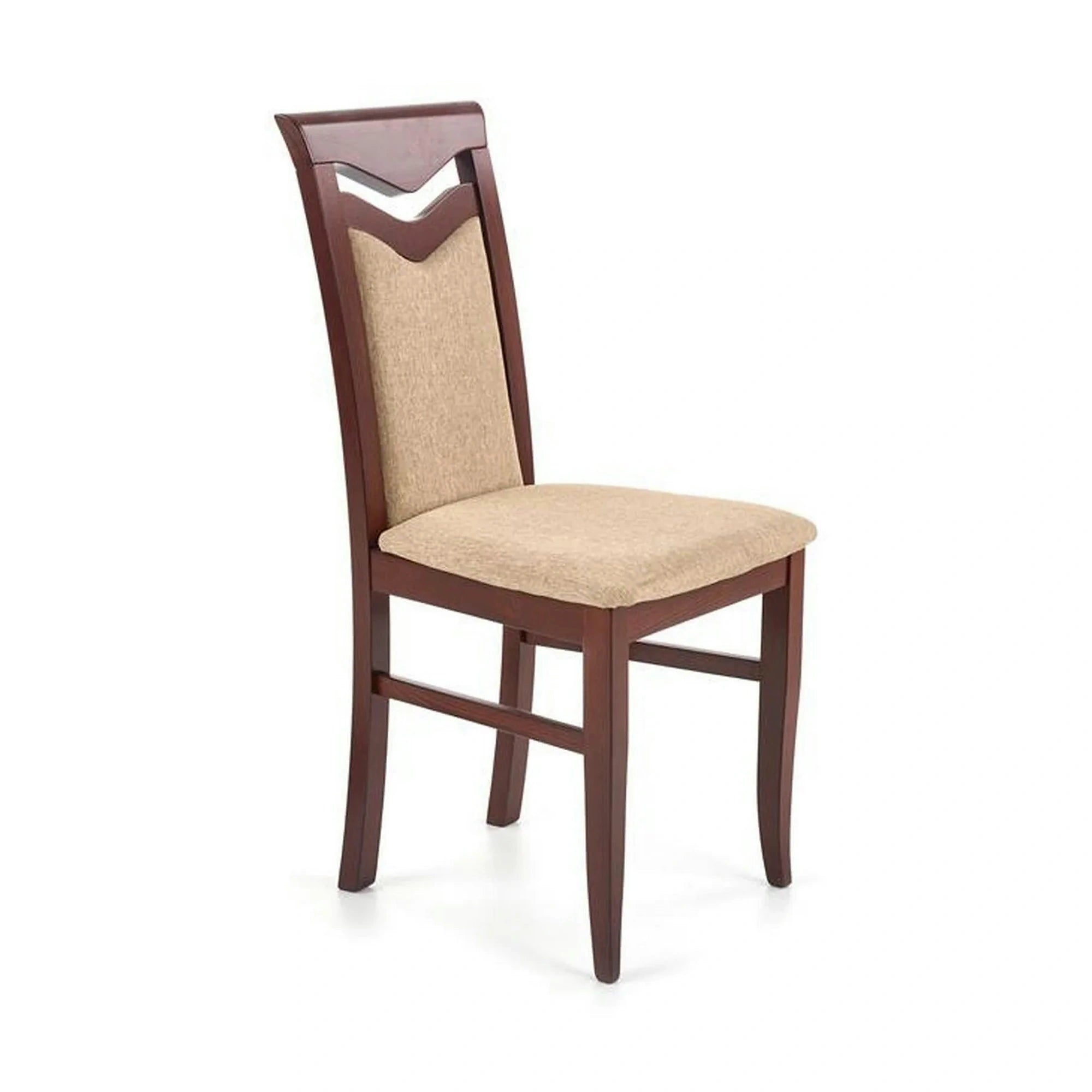 Scaun tapitat CITRONE, bej/nuc, stofa clasica/lemn, 44x43x96 cm