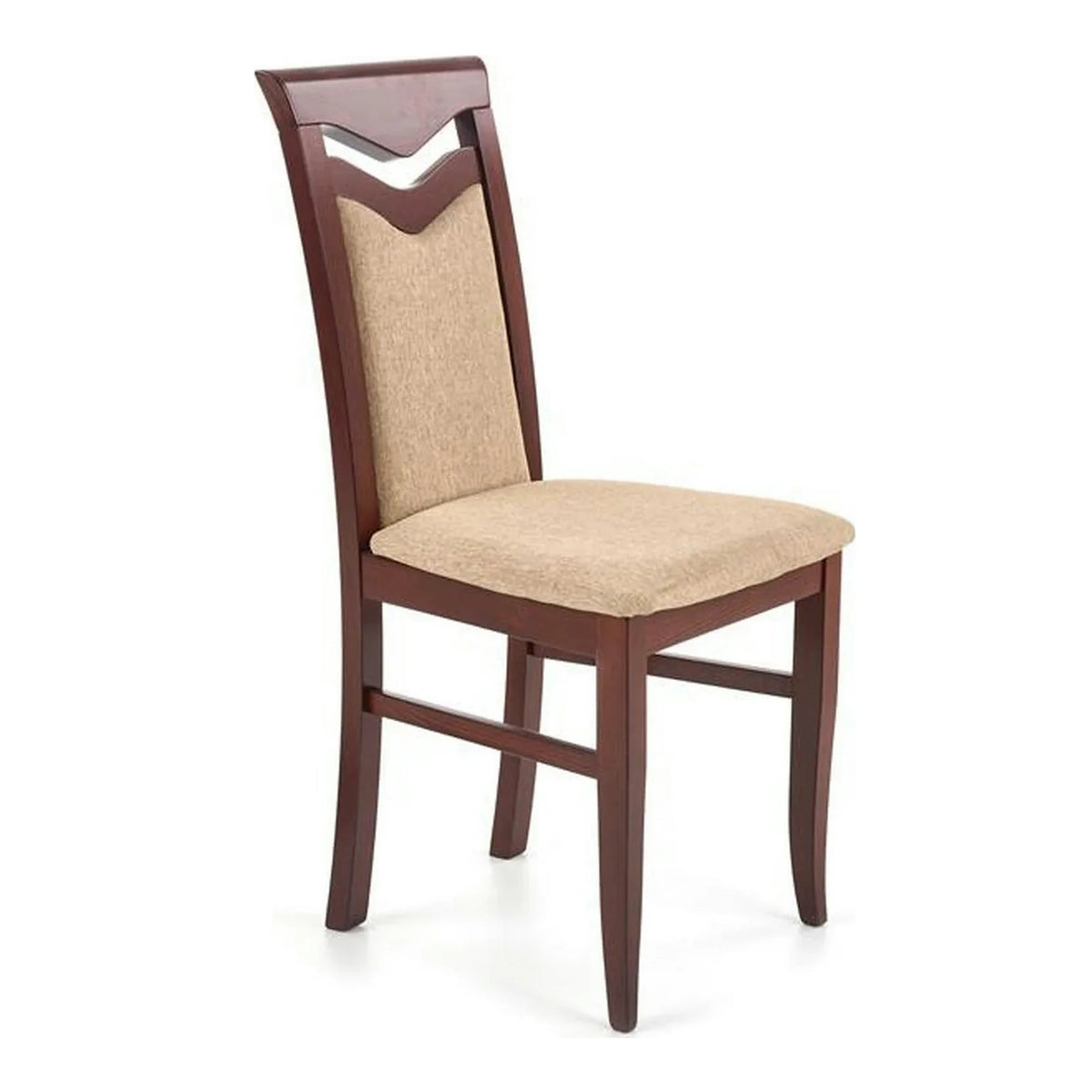 Scaun tapitat CITRONE, bej/nuc, stofa clasica/lemn, 44x43x96 cm