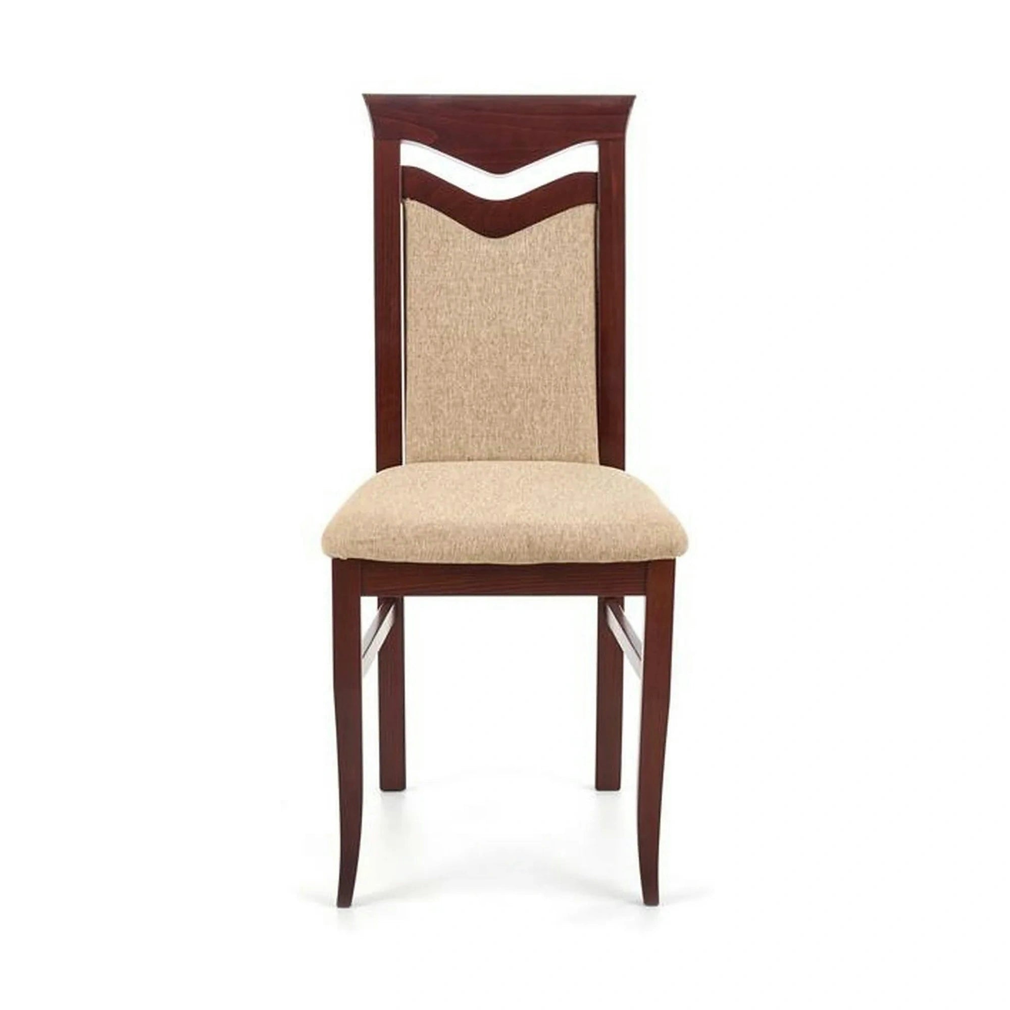 Scaun tapitat CITRONE, bej/nuc, stofa clasica/lemn, 44x43x96 cm