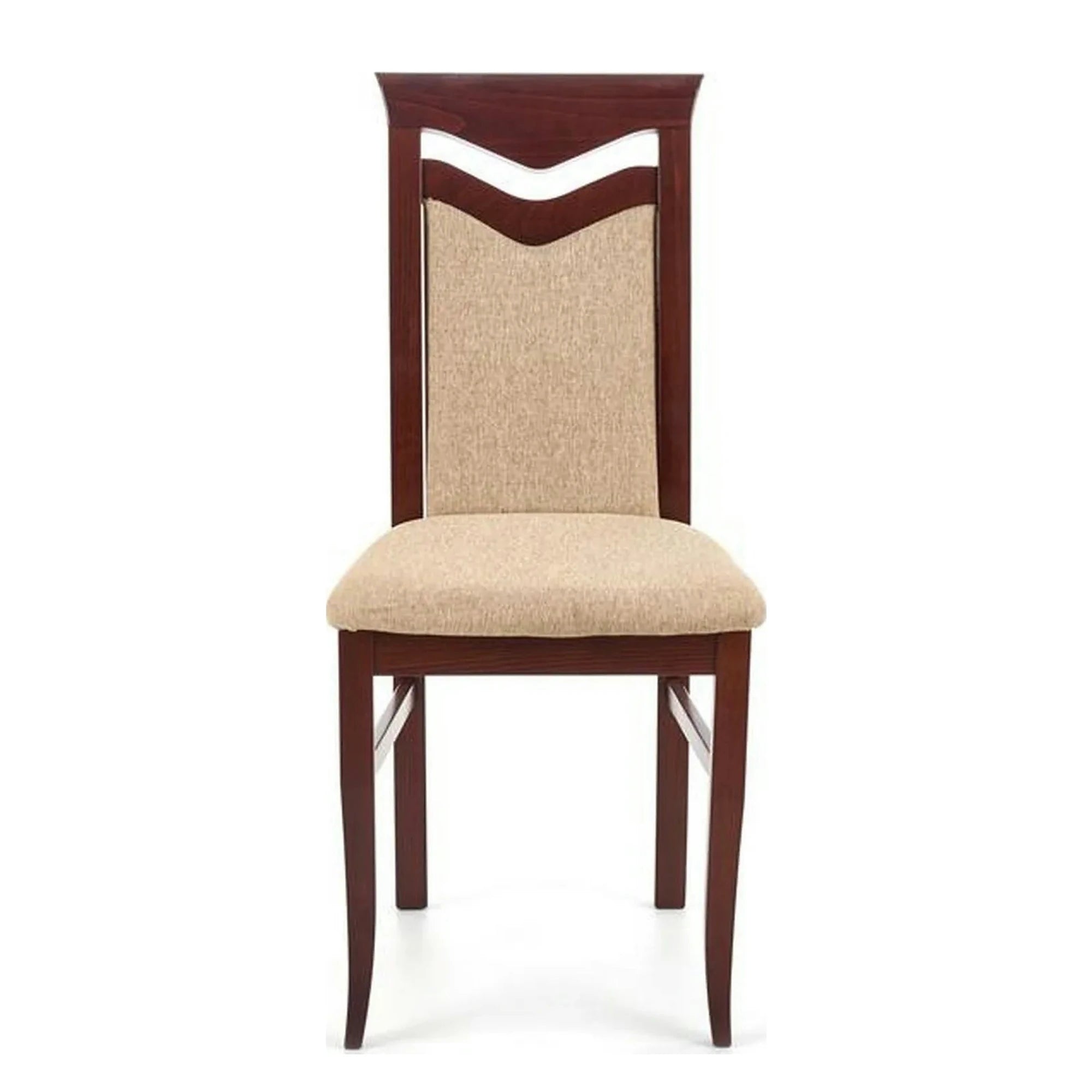 Scaun tapitat CITRONE, bej/nuc, stofa clasica/lemn, 44x43x96 cm