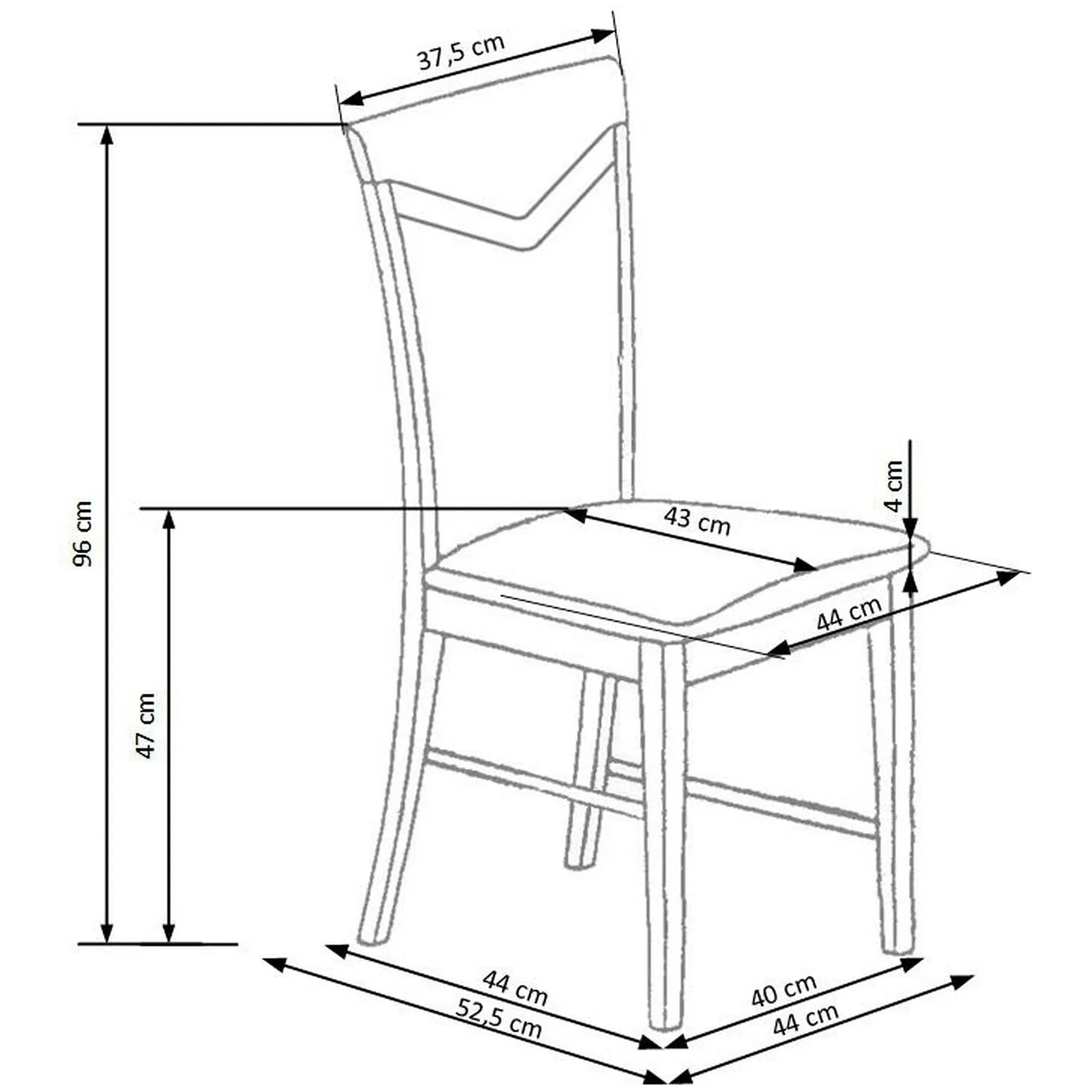Scaun tapitat CITRONE, bej/nuc, stofa clasica/lemn, 44x43x96 cm