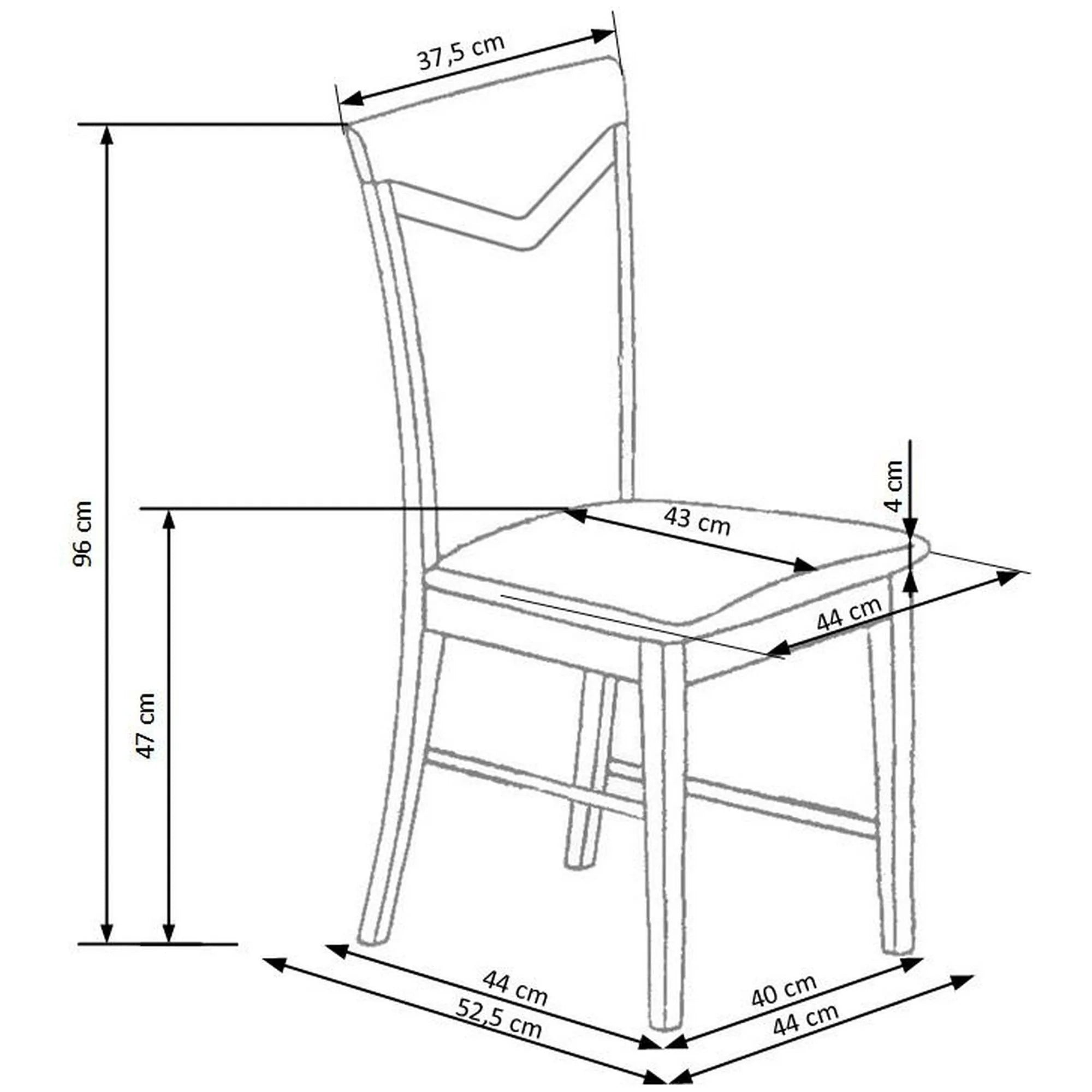 Scaun tapitat CITRONE, bej/nuc, stofa clasica/lemn, 44x43x96 cm