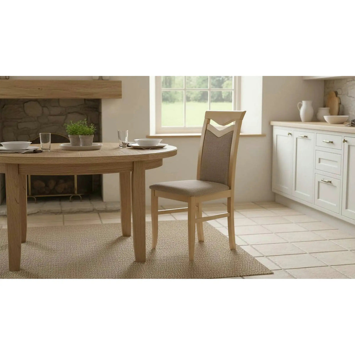Scaun tapitat Citrone, gri/stejar sonoma, stofa clasica/lemn de fag, 44X43X96 CM