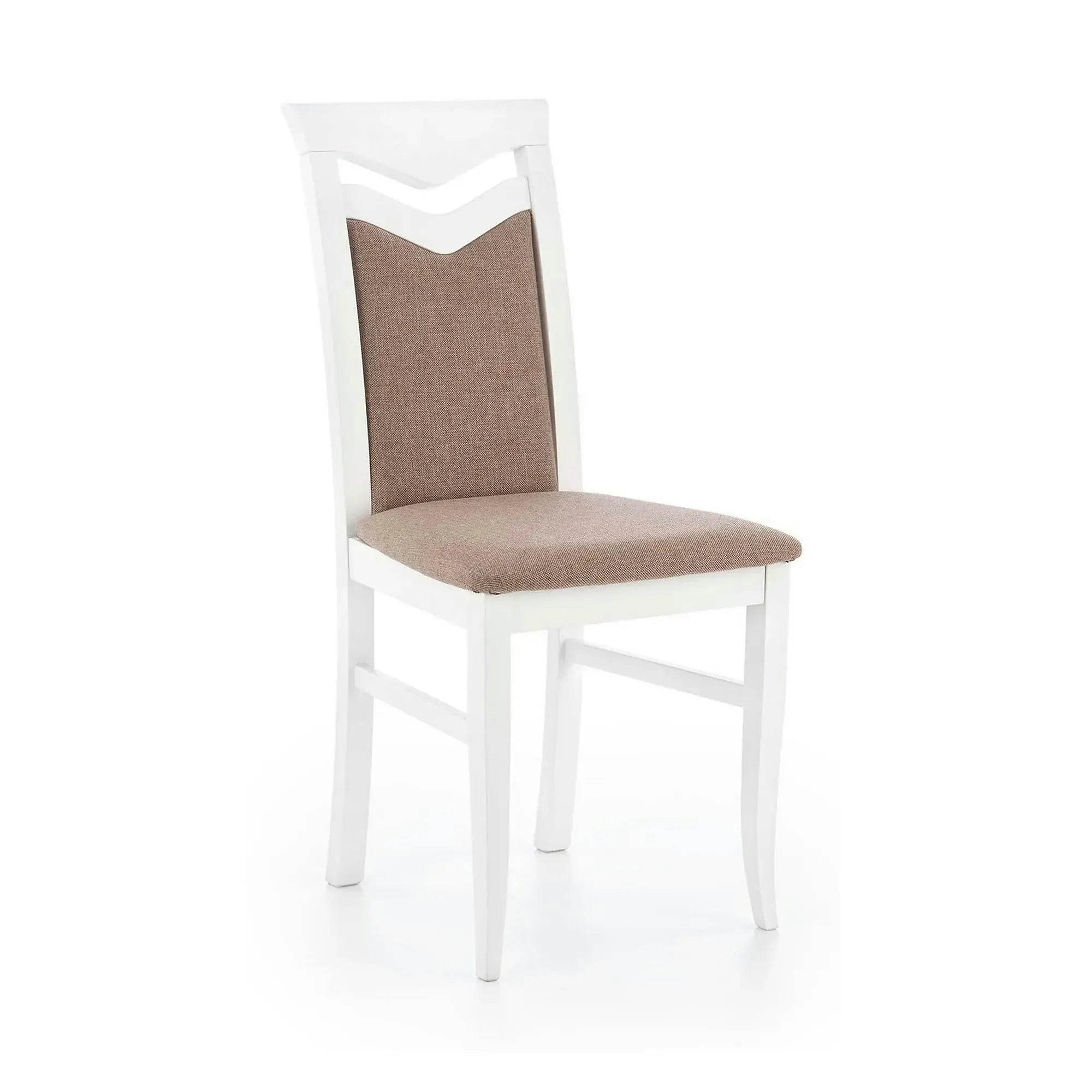 Scaun tapitat Citrone, maro/alb, stofa clasica/lemn de fag, 44X43X96 CM