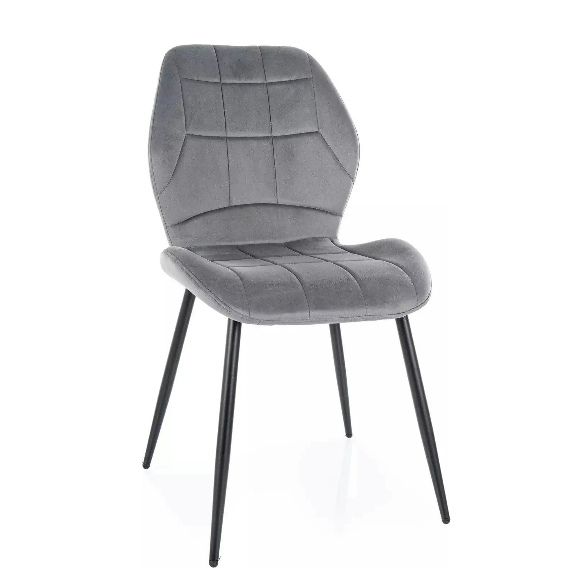 Scaun tapitat clasic JAKE, gri - Bluvel 14/negru, stofa catifelata/metal, 48x56x86 cm
