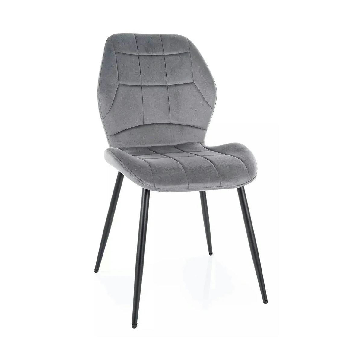 Scaun tapitat clasic JAKE, gri - Bluvel 14/negru, stofa catifelata/metal, 48x56x86 cm